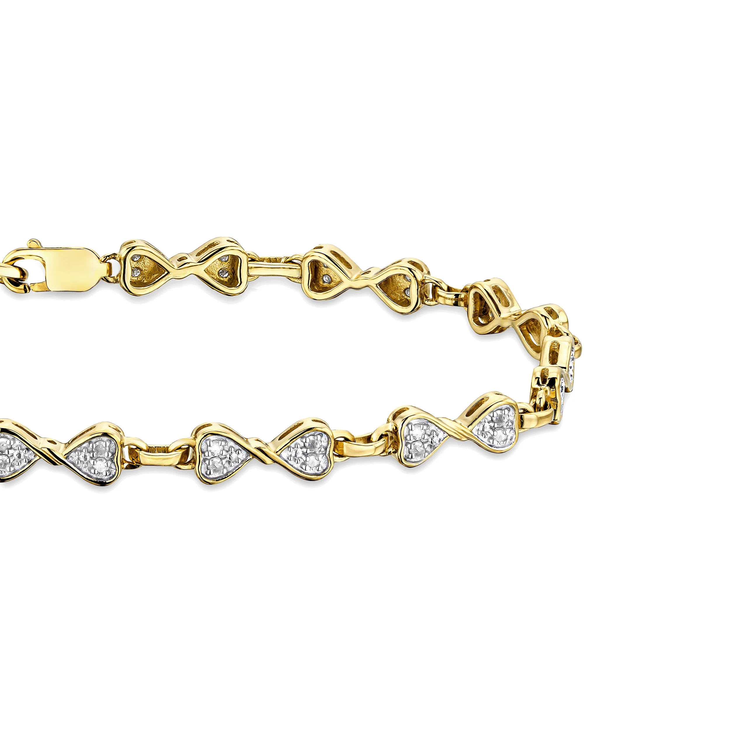 0.25ct Diamond Heart Bracelet Set In 18K Gold Vermeil - Image 3