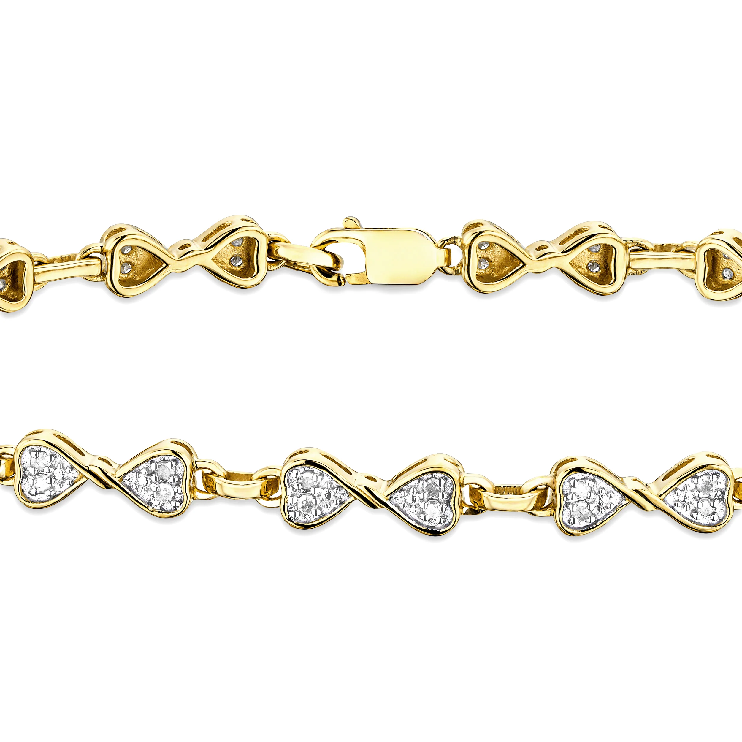 0.25ct Diamond Heart Bracelet Set In 18K Gold Vermeil - Image 5