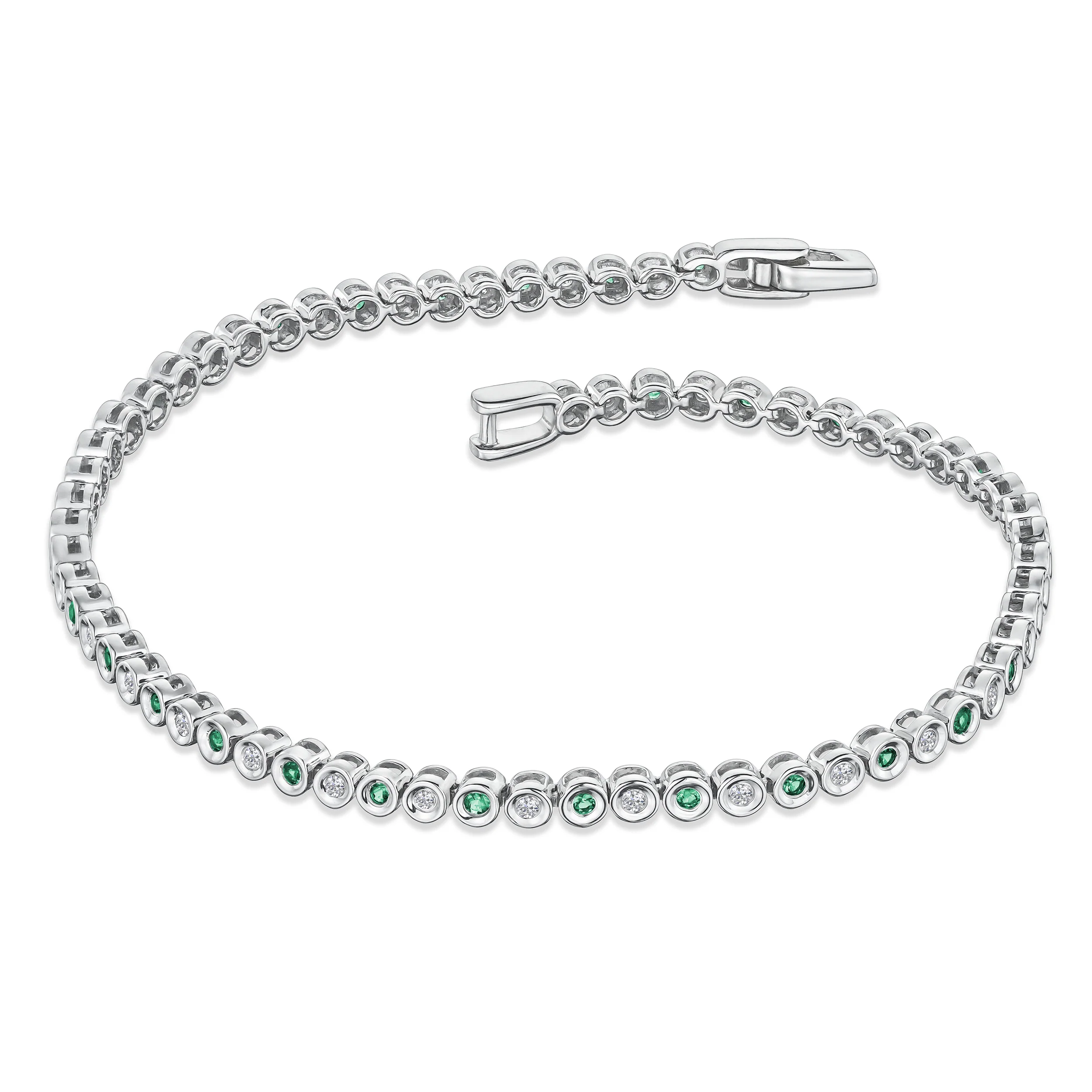 0.27ct Emerald and 0.35ct Lab Diamond Bracelet in 925 Sterling Silver - Image 3