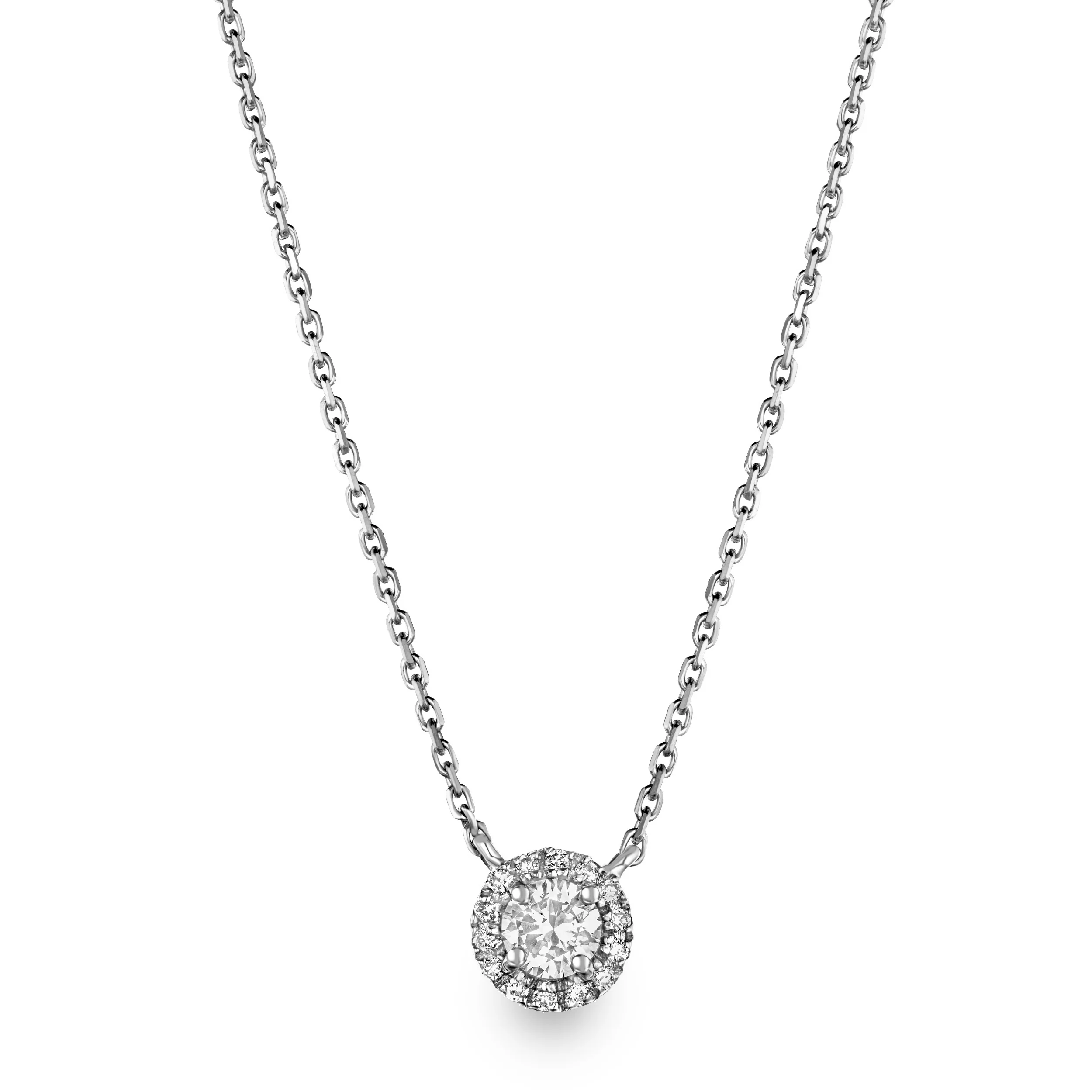0.40ct Lab Diamond Halo Necklace in 9K White Gold G/Vs - Image 3