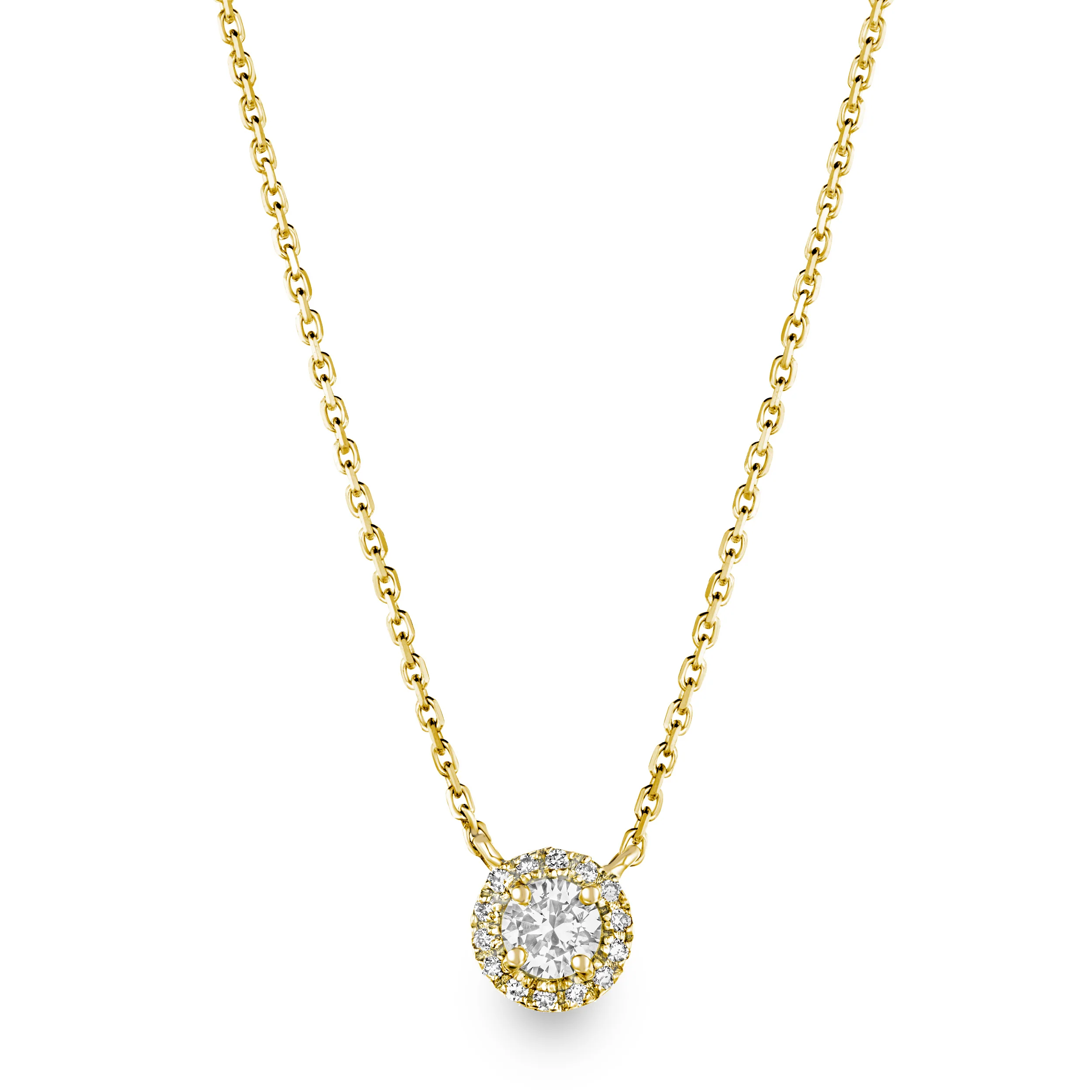 0.40ct Lab Diamond Halo Necklace in 9K Yellow Gold G/Vs - Image 4
