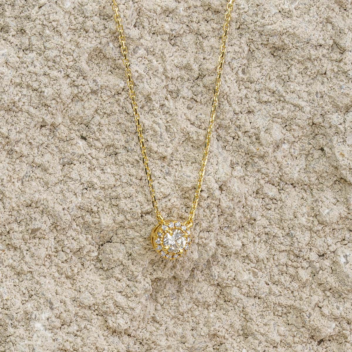 0.40ct Lab Diamond Halo Necklace in 9K Yellow Gold G/Vs - Image 5