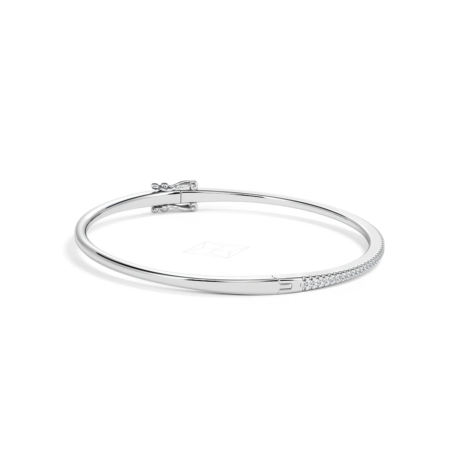 0.50ct Lab Diamond Half Pavé Bangle Bracelet in Sterling Silver - Image 33