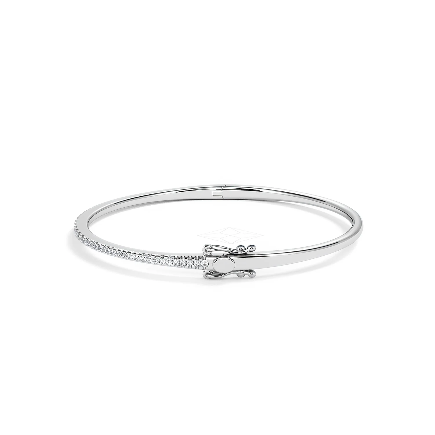 0.50ct Lab Diamond Half Pavé Bangle Bracelet in Sterling Silver - Image 69