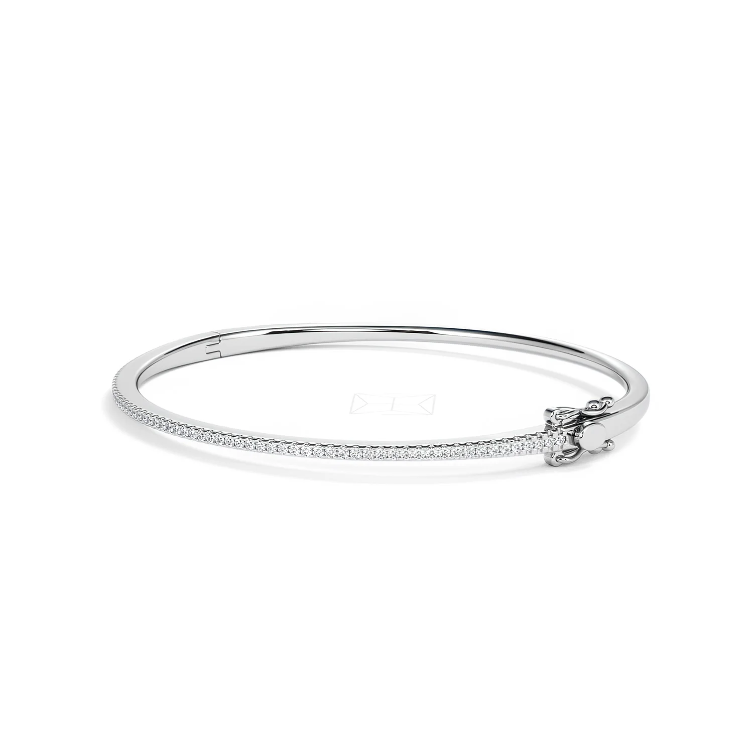 0.50ct Lab Diamond Half Pavé Bangle Bracelet in Sterling Silver - Image 78