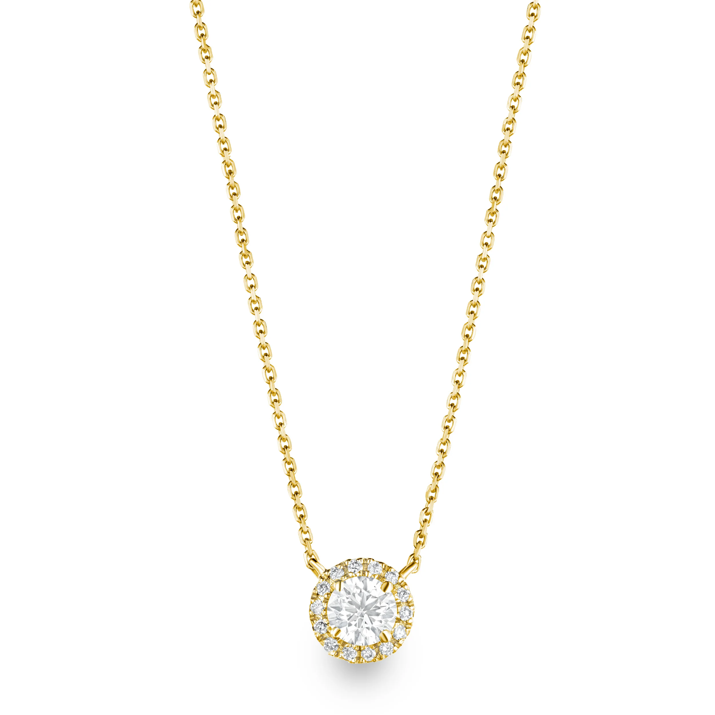 0.70ct Lab Diamond Halo Necklace in 9K Yellow Gold G/Vs - Image 3