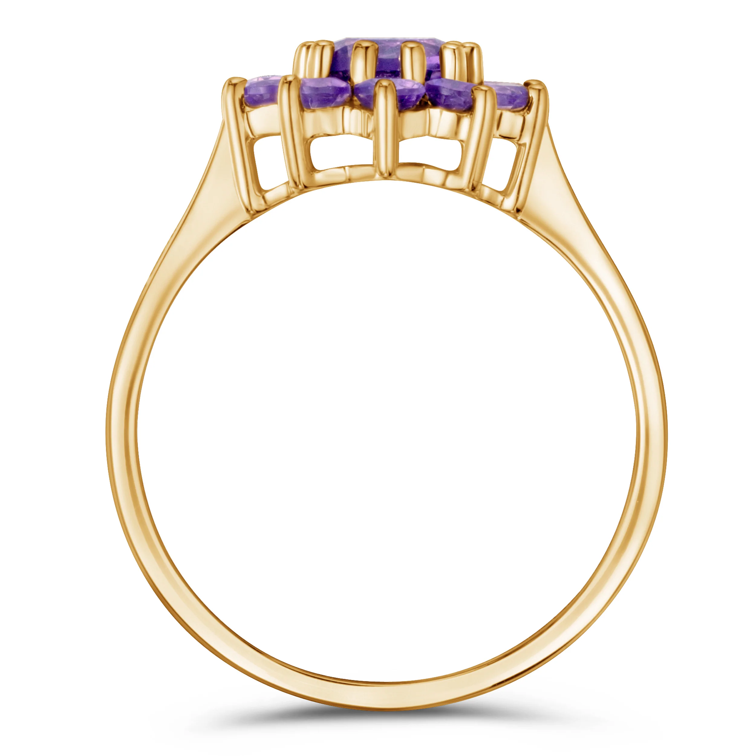 0.94ct Amethyst Cluster Ring in 9K Yellow Gold - Image 3