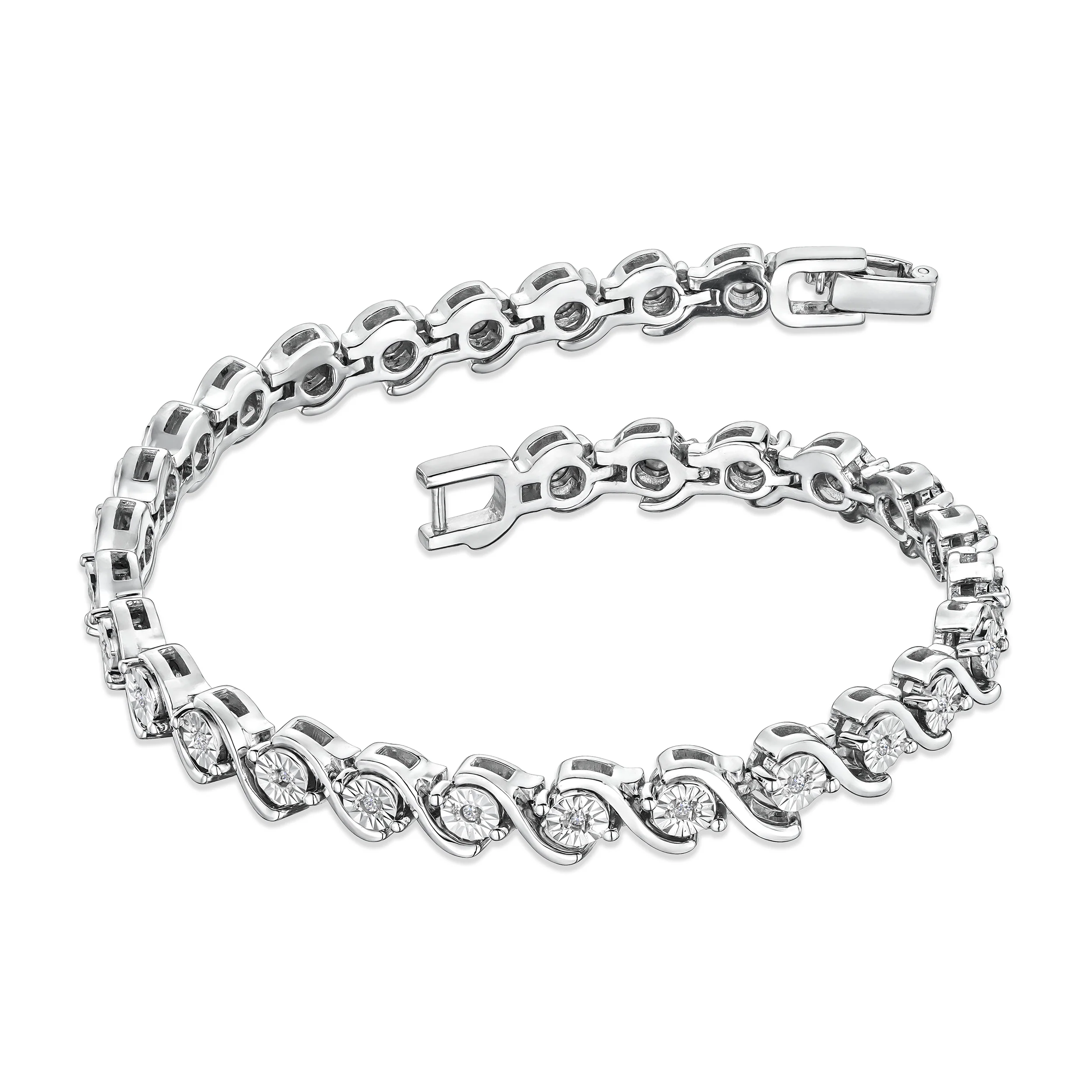 0.19ct Diamond and Silver Twist Bracelet - UD3241 - Image 3
