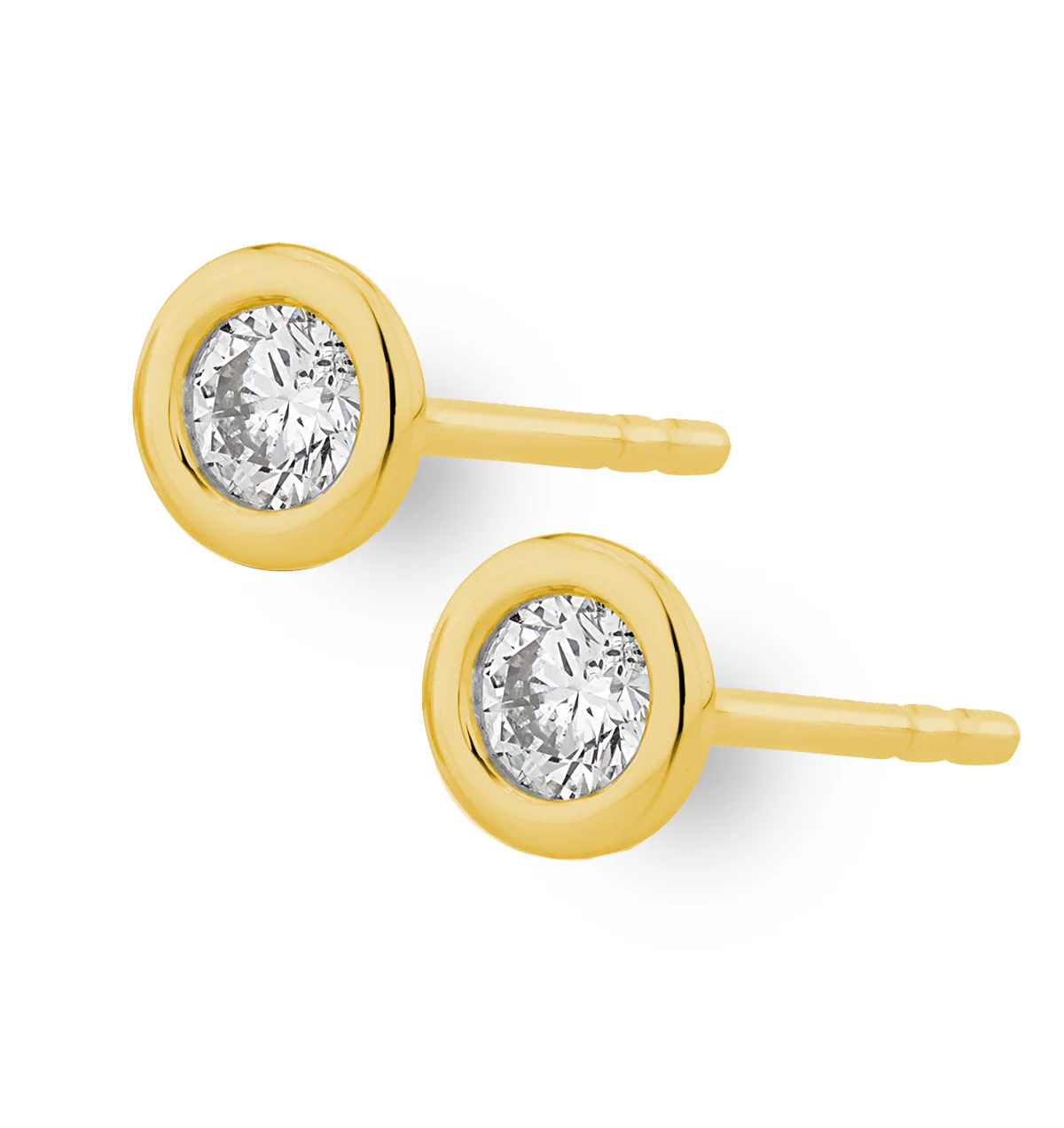 0.20ct Lab Diamond Rub Over Stud Earrings in 9K Gold - 4.6mm - Image 3