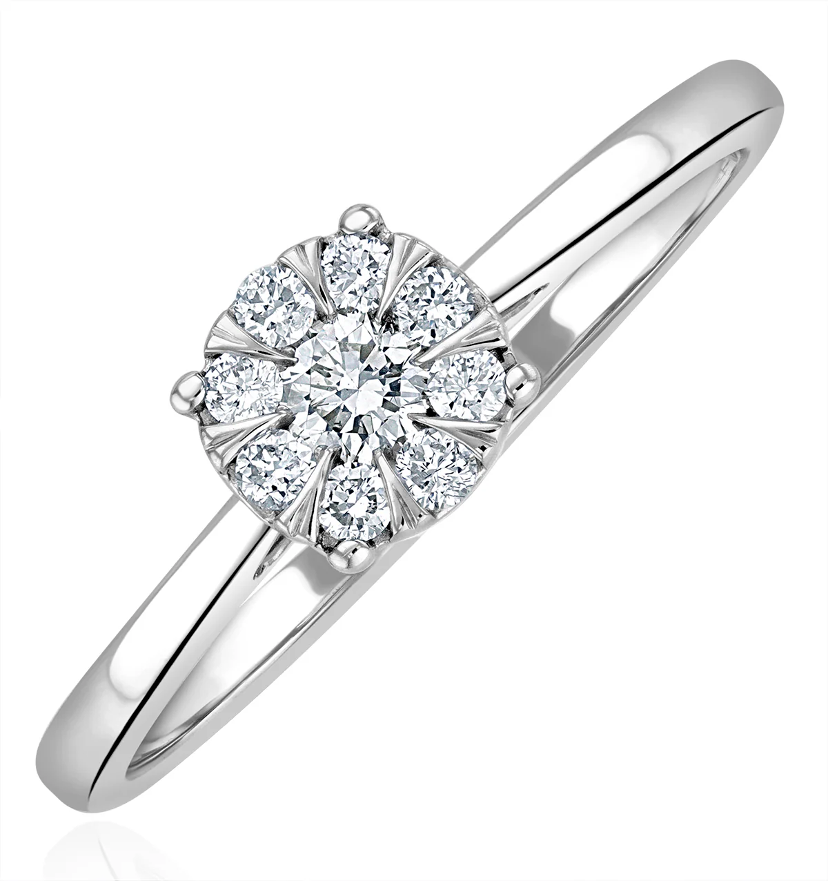 0.25ct Lab Diamond Cluster Solitaire Ring H/Si in 925 Silver