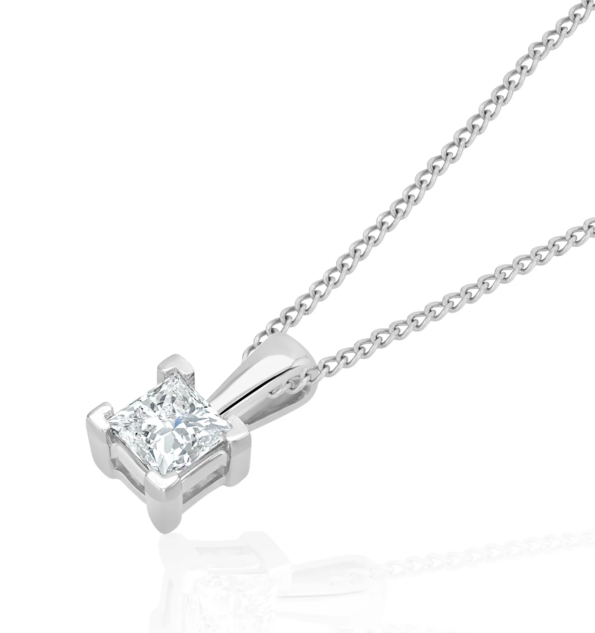 0.25ct Lab Diamond Princess Cut Solitaire Necklace in 9K White Gold - Image 3