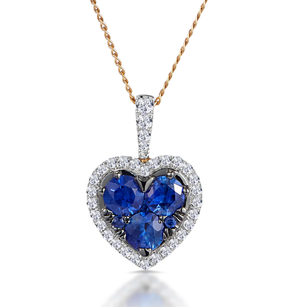 0.80ct Sapphire Asteria Diamond Heart Pendant Necklace in 18K Gold