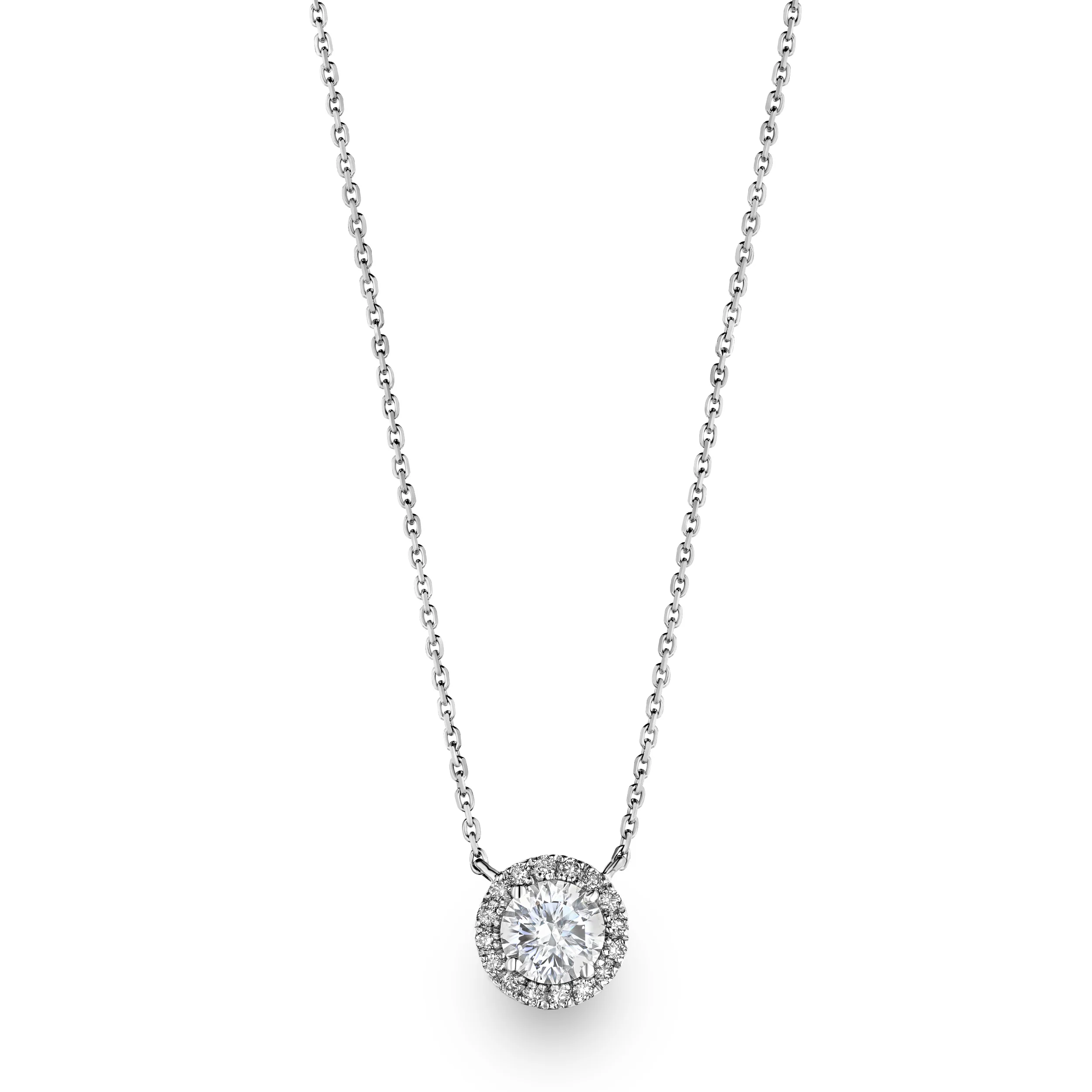 1.00ct Lab Diamond Halo Necklace in 9K White Gold G/Vs - Image 3