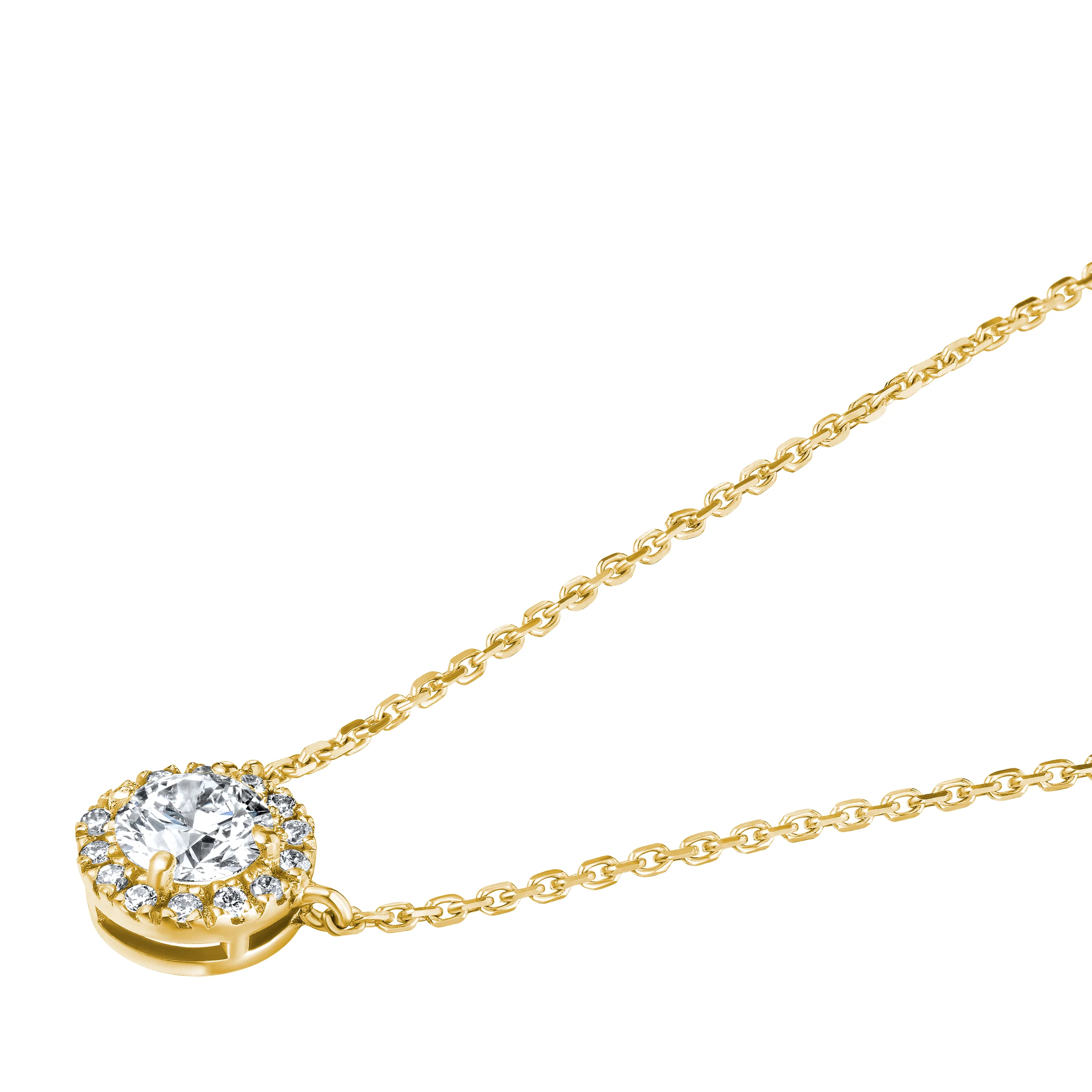 1.00ct Lab Diamond Halo Necklace in 9K Yellow Gold G/Vs - Image 5