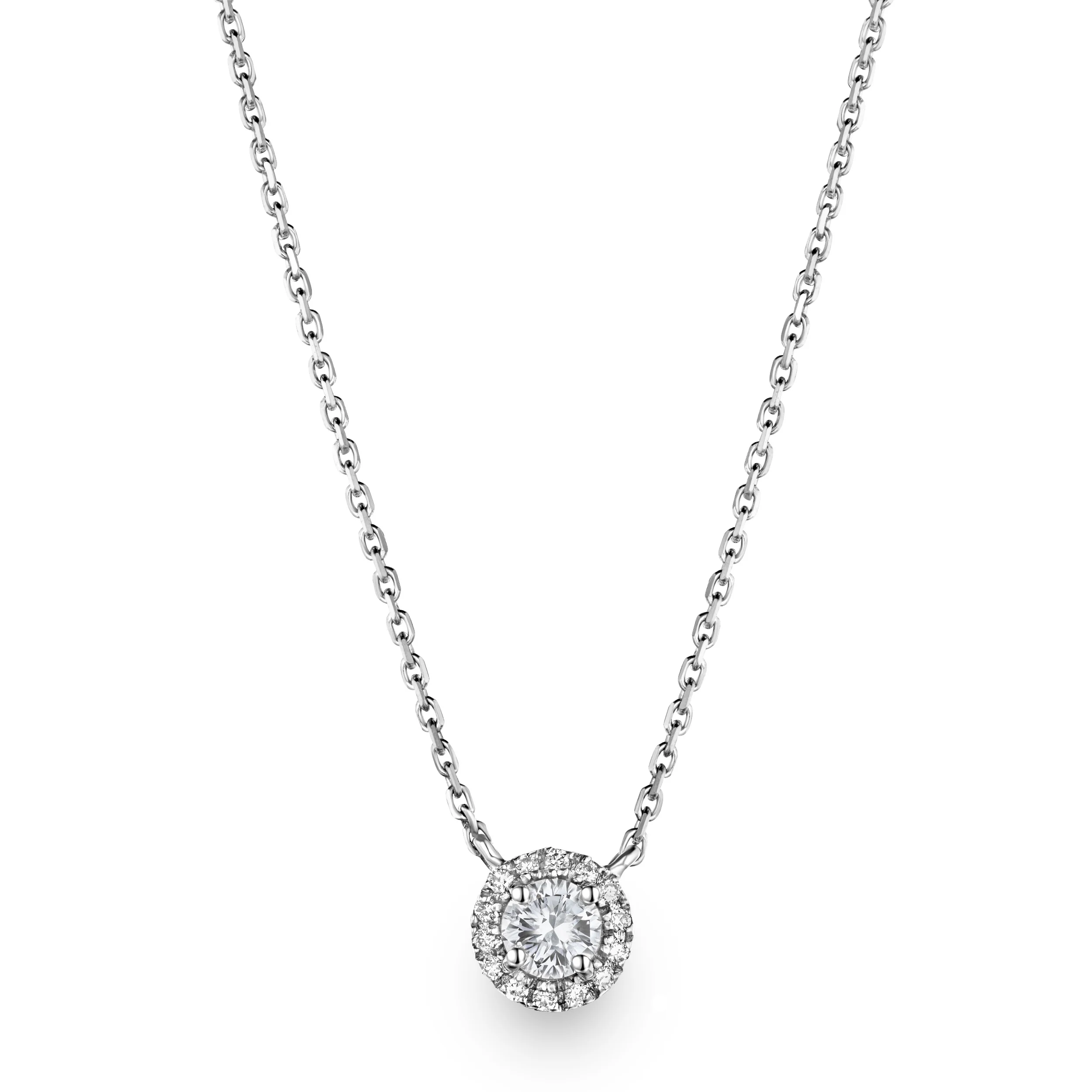 1.30ct Lab Diamond Halo Necklace in 9K White Gold G/Vs - Image 3