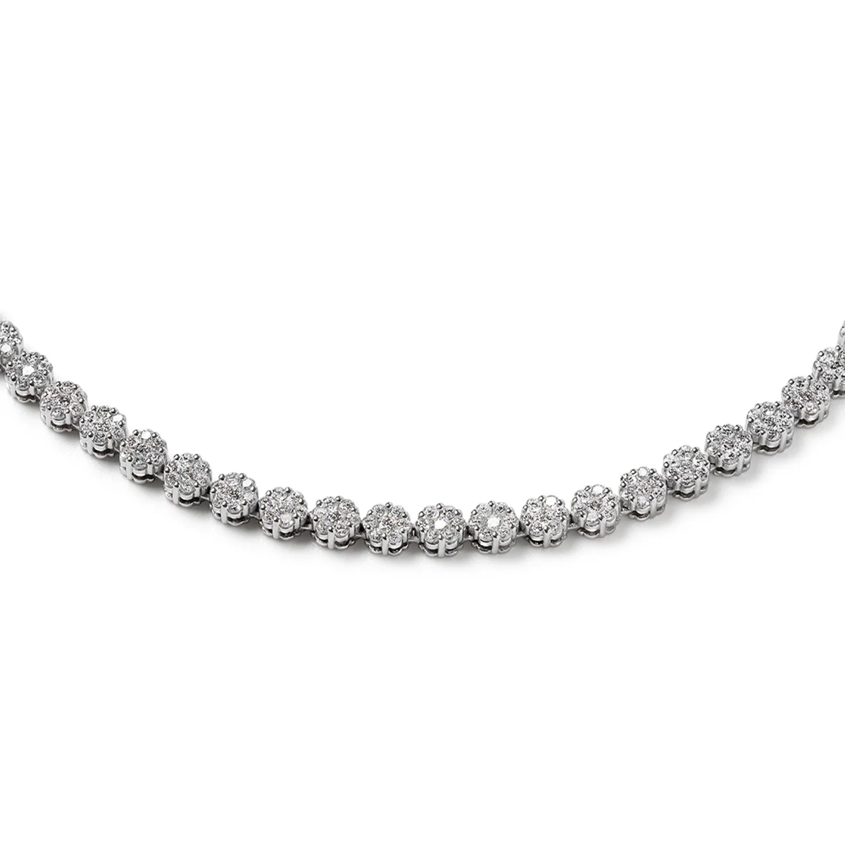 10.00ct Lab Diamond Cluster Tennis Necklace in 9K White Gold H/SI - Image 3