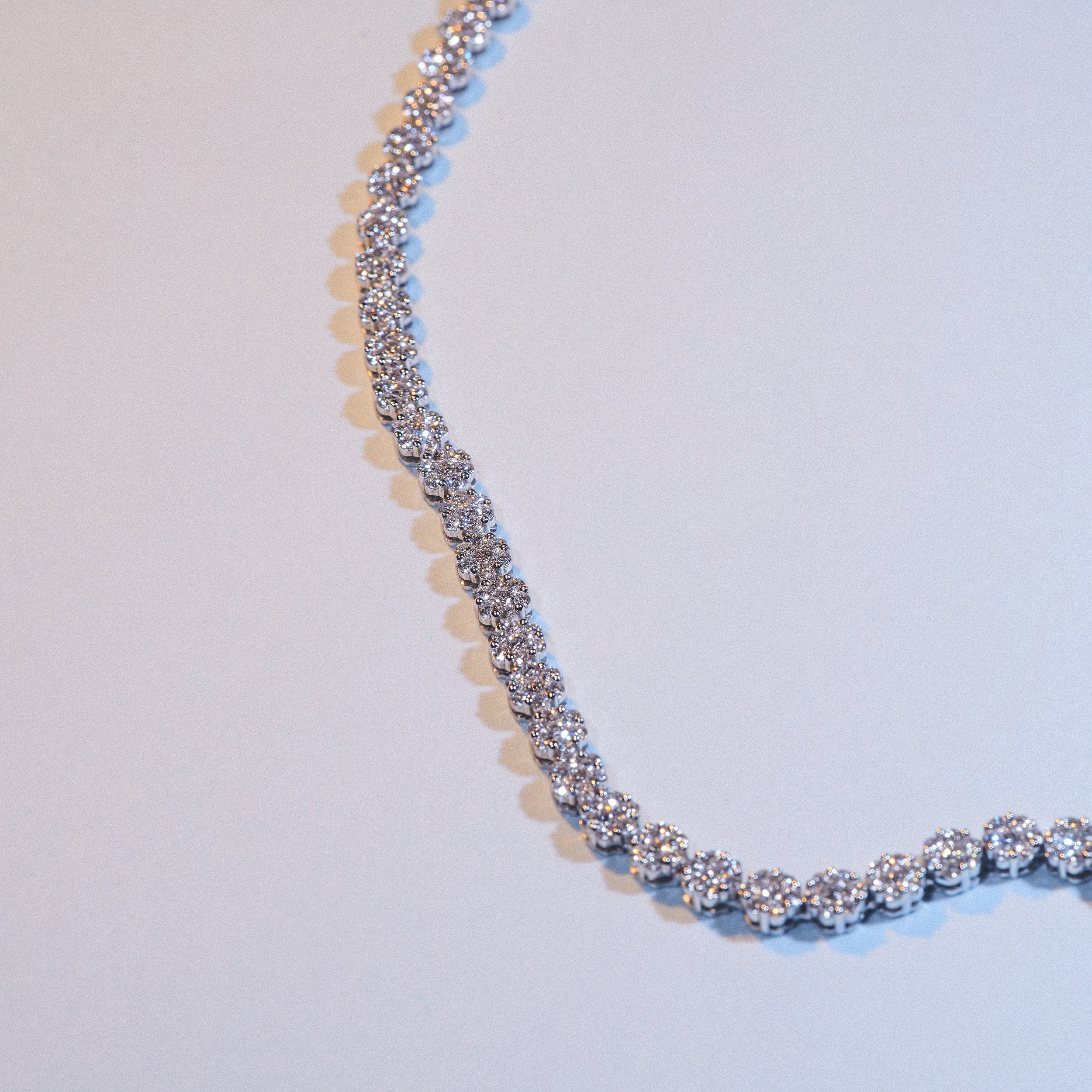 10.00ct Lab Diamond Cluster Tennis Necklace in 9K White Gold H/SI - Image 6