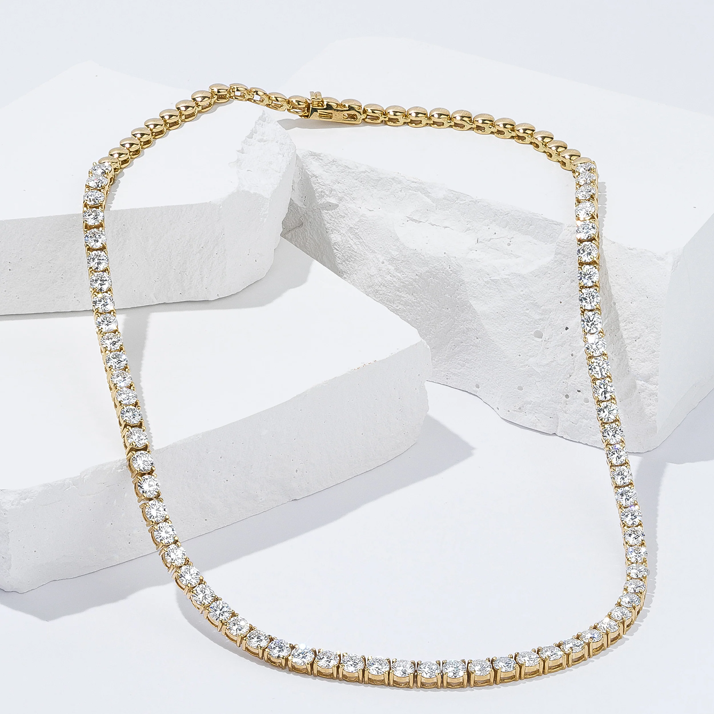 15.00ct Lab Diamond Tennis Necklace 3/4 Set in 9K Yellow Gold G/VS - Image 7