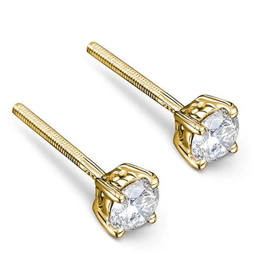18K Gold Lab Diamond Stud Earrings 0.50CT F/VS Quality - 4.1mm - Image 3