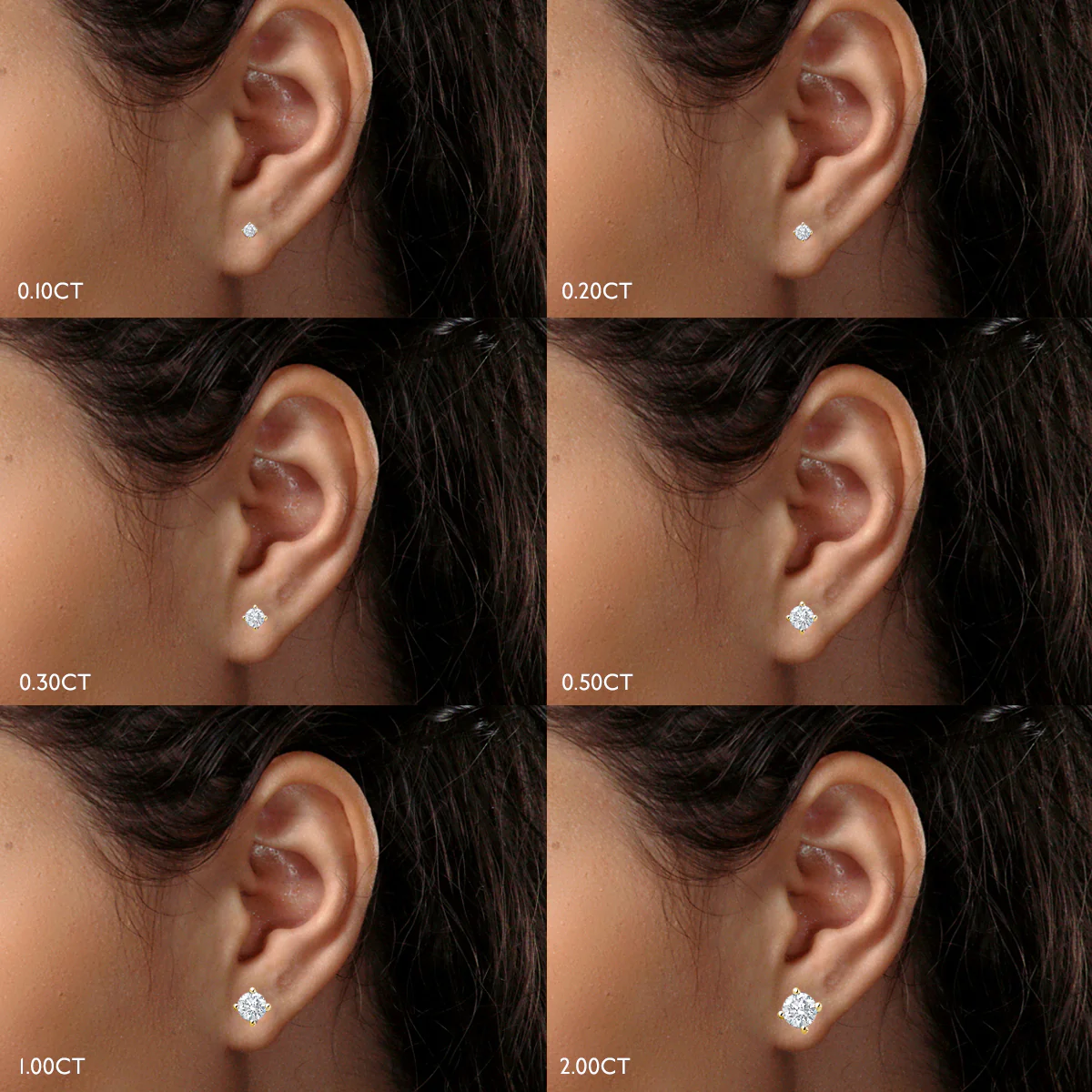 18K Gold Lab Diamond Stud Earrings 1.00CT F/VS1 Quality - 5.1mm - Image 6