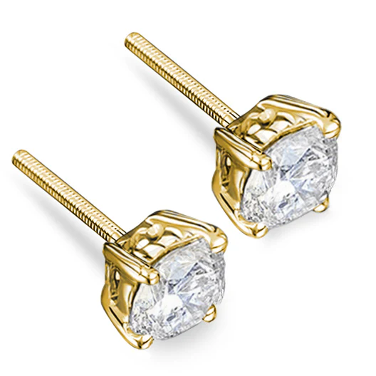 18K Gold Lab Diamond Stud Earrings 2.00CT F/VS1 Quality - 6.6mm - Image 3