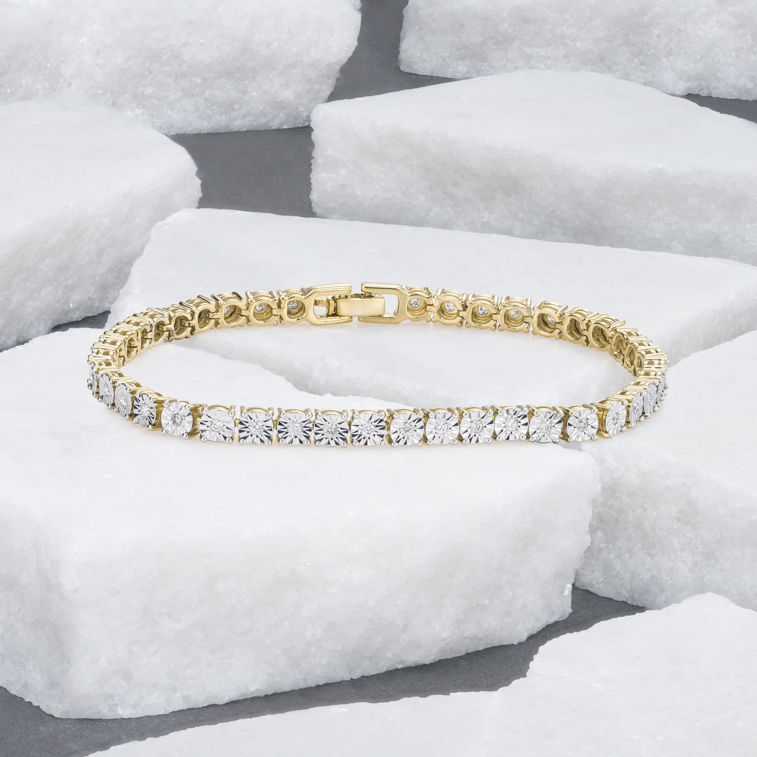 18K Gold Vermeil Diamond Set 0.57ct Tennis Bracelet - Image 8