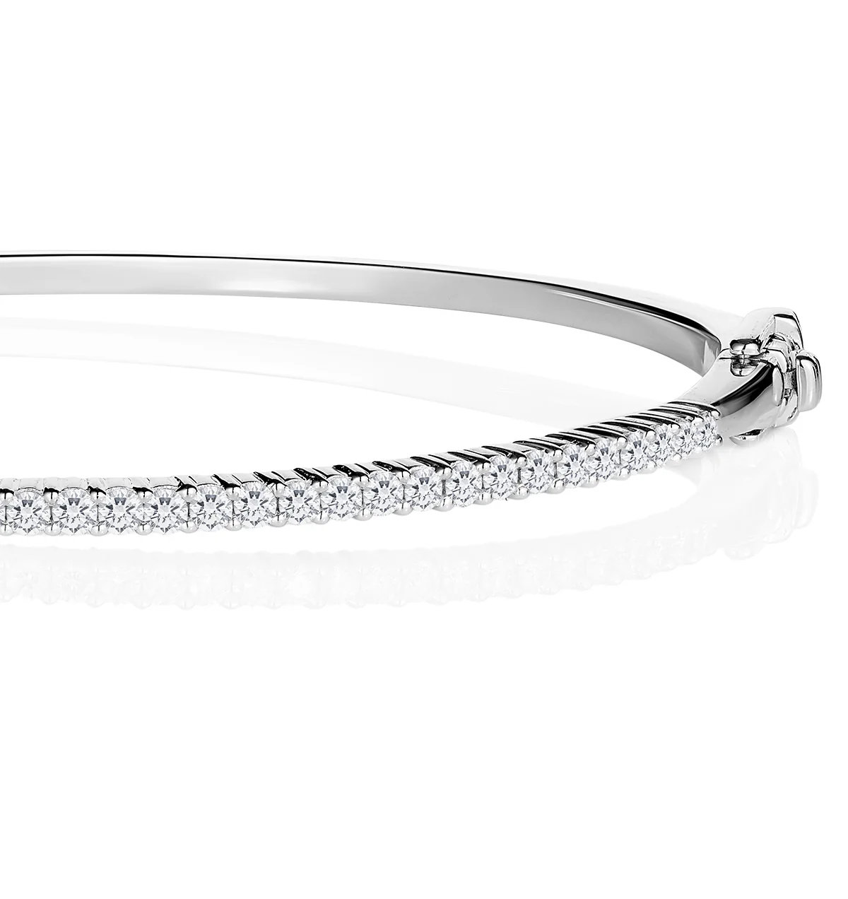 1ct Lab Diamond Eternity Bangle H/Si Quality Set in 9K White Gold - Image 3