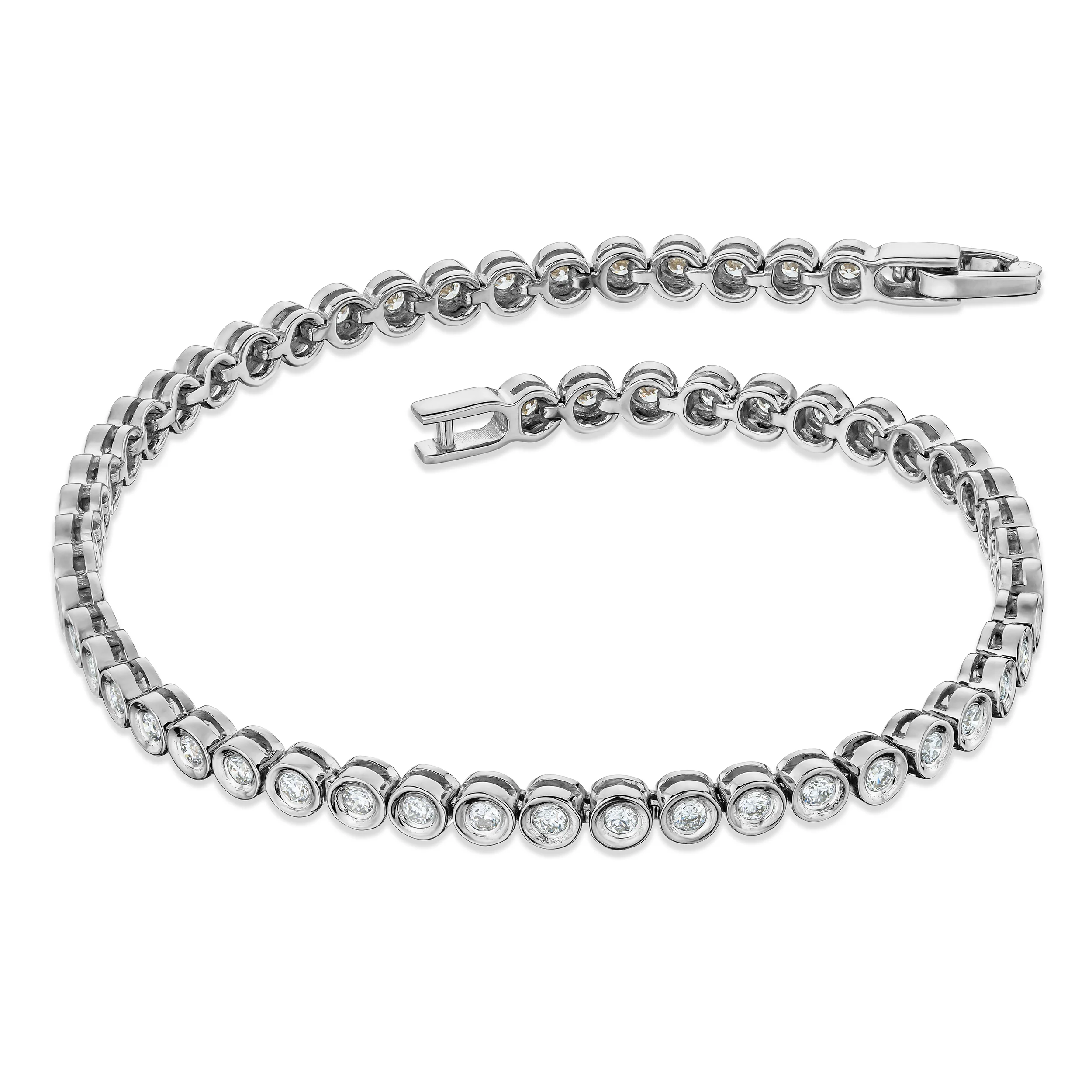 1ct Lab Diamond Tennis Bracelet Rub Over Style in 9K White Gold - Image 3