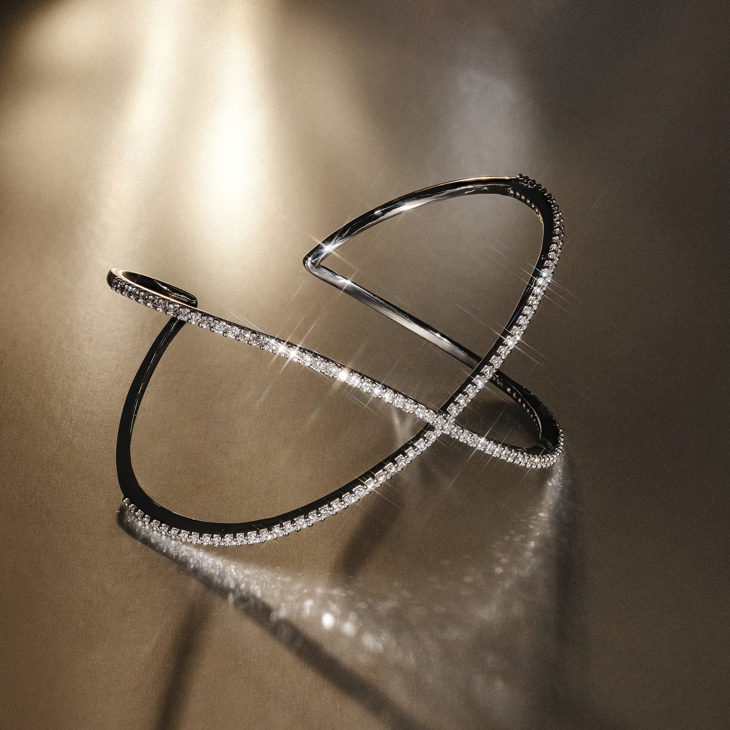 2.00ct Lab Diamond Infinity Cross-over Bangle in 9K White Gold - Image 3