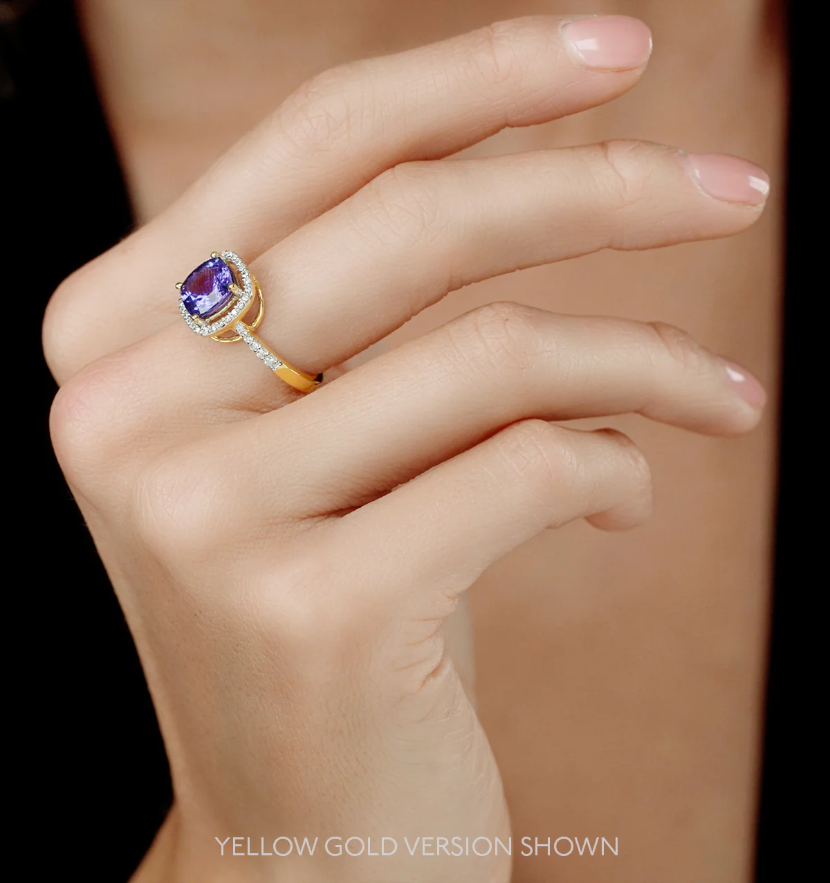 2ct Tanzanite and Diamond Shoulders Asteria Ring in 18K White Gold - Image 2