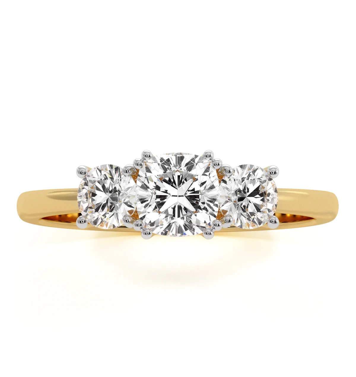 3 Stone Meghan Diamond Engagement Ring 1CT G/SI1 in 18K Gold - Image 3