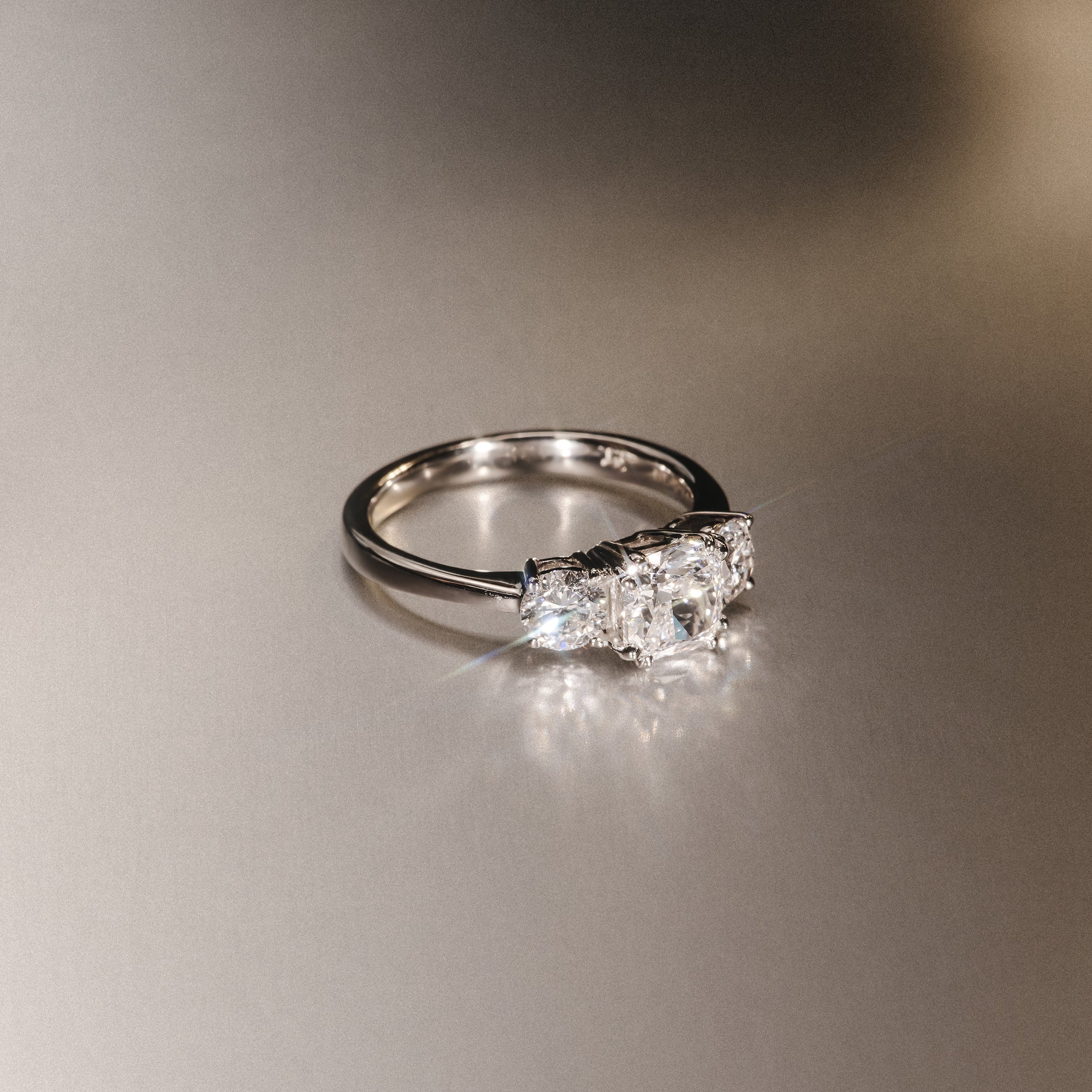 3 Stone Meghan Diamond Engagement Ring 1CT G/SI1 in Platinum - Image 4