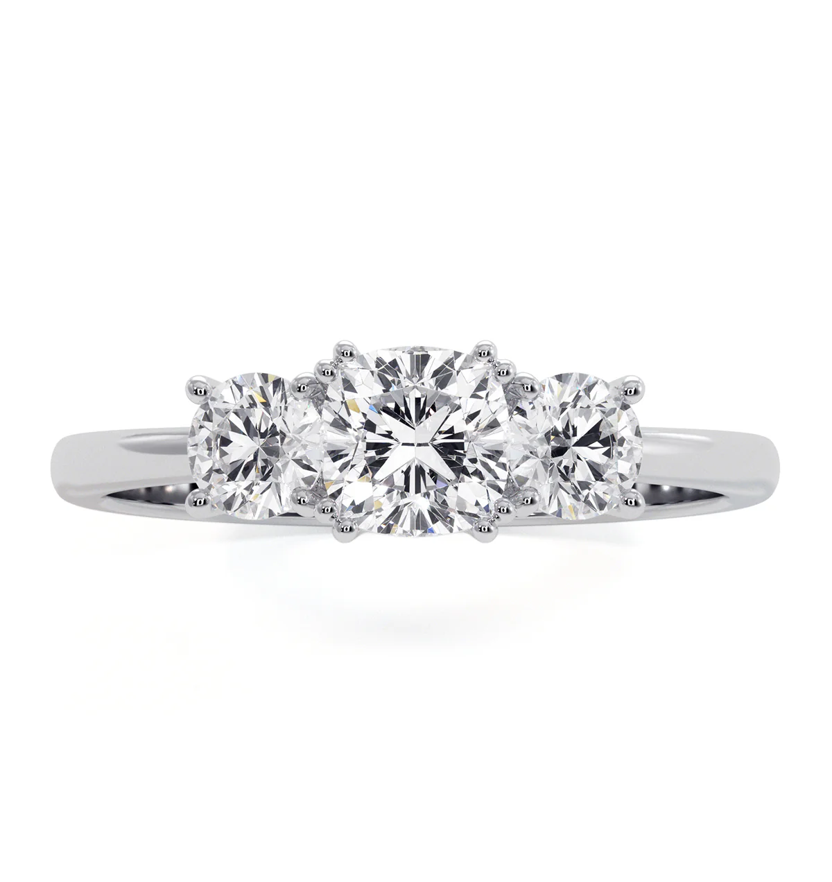 3 Stone Meghan Diamond Engagement Ring 1CT G/Vs2 in 18K White Gold - Image 3