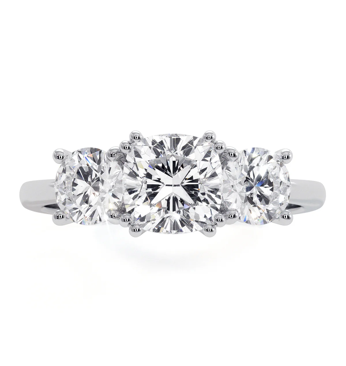 3 Stone Meghan Lab Diamond Engagement Ring 1.7CT F/VS1 18K White Gold - Image 2