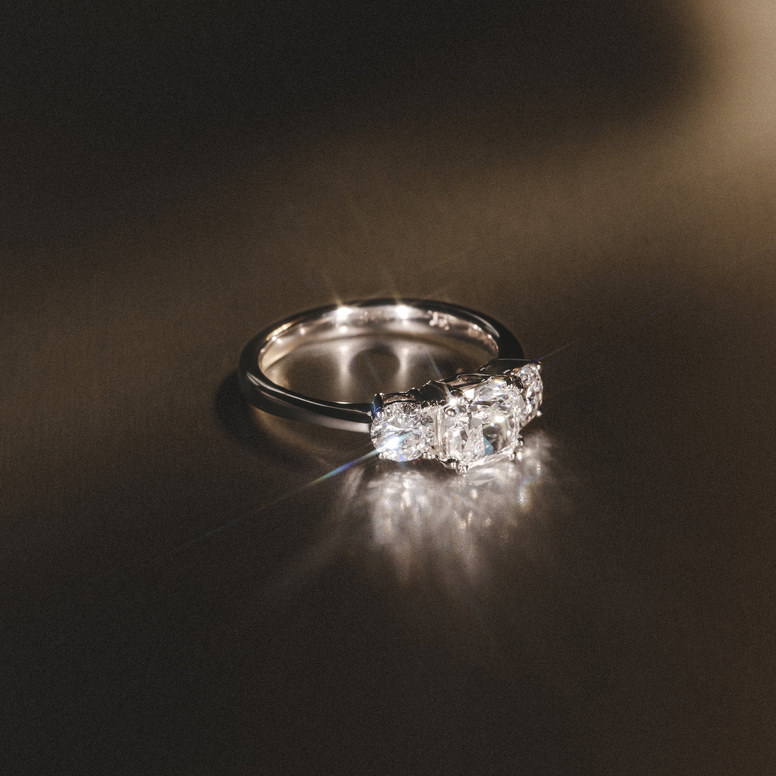 3 Stone Meghan Lab Diamond Engagement Ring 1.7CT F/VS1 18K White Gold - Image 5
