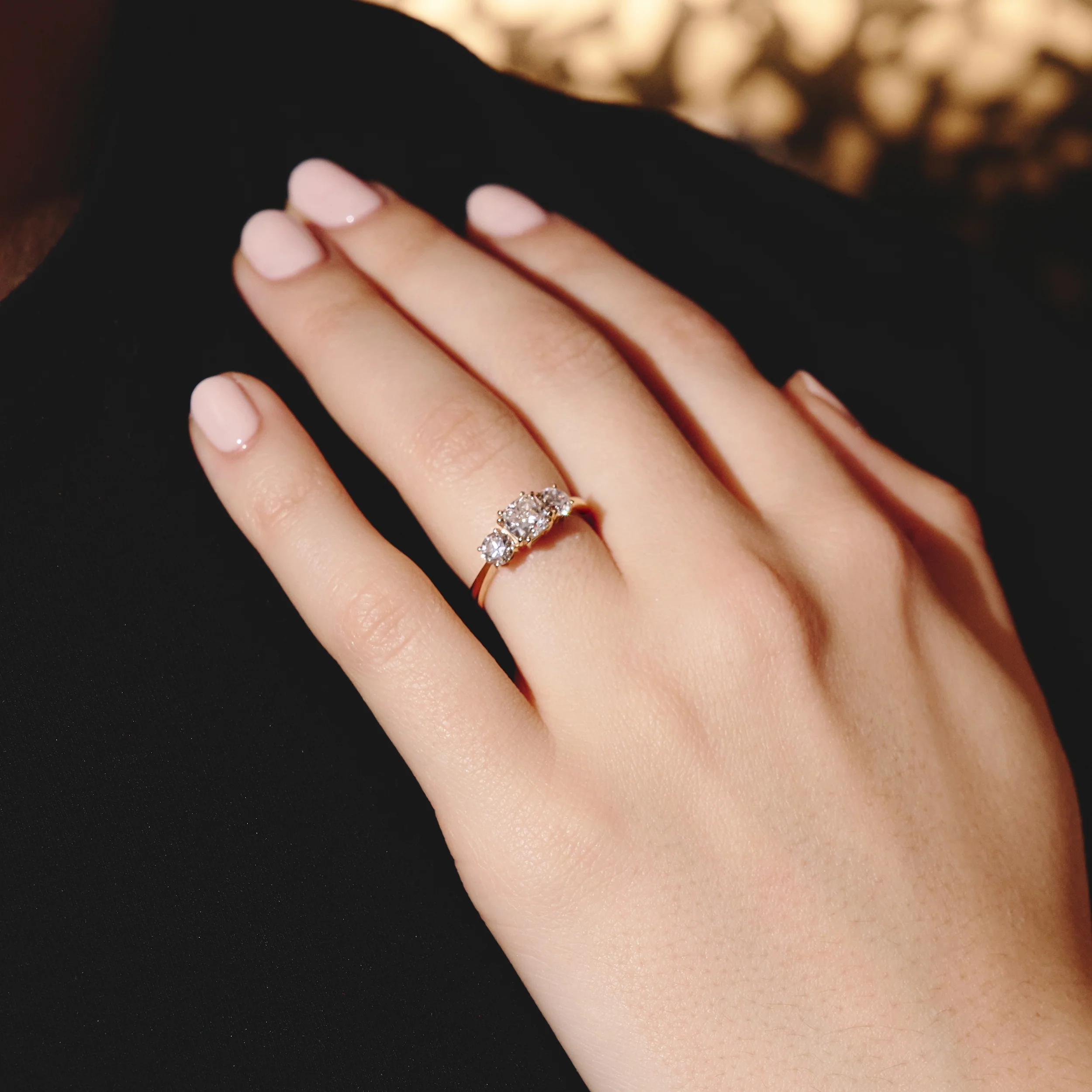 3 Stone Meghan Lab Diamond Engagement Ring 1.7CT F/VS1 in 18K Gold - Image 2