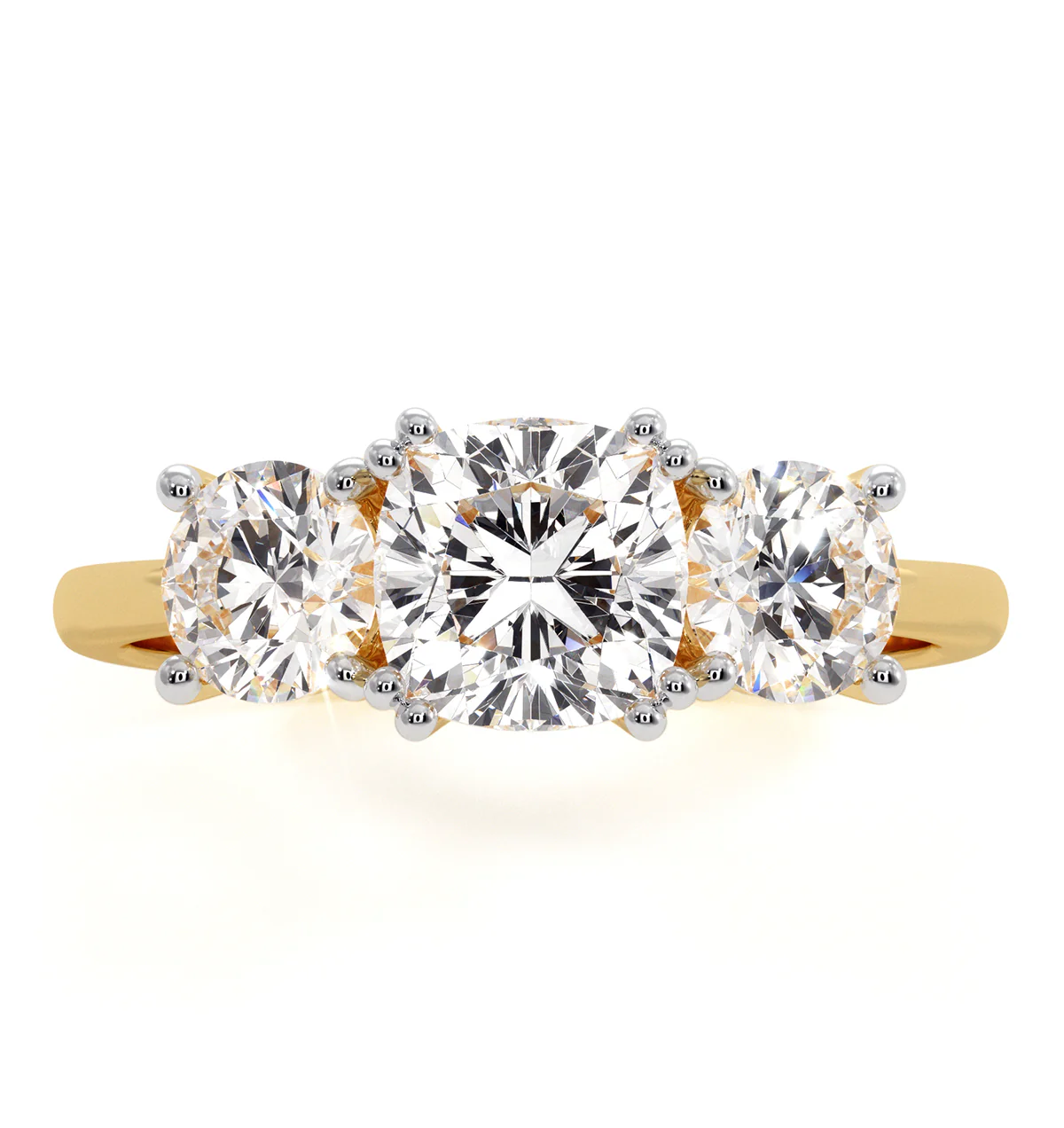 3 Stone Meghan Lab Diamond Engagement Ring 1.7CT F/VS1 in 18K Gold - Image 3