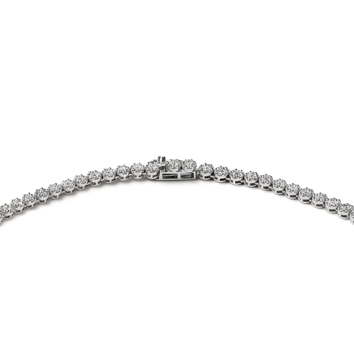 5.00ct Lab Diamond Cluster Tennis Necklace in 9K White Gold H/SI - Image 4