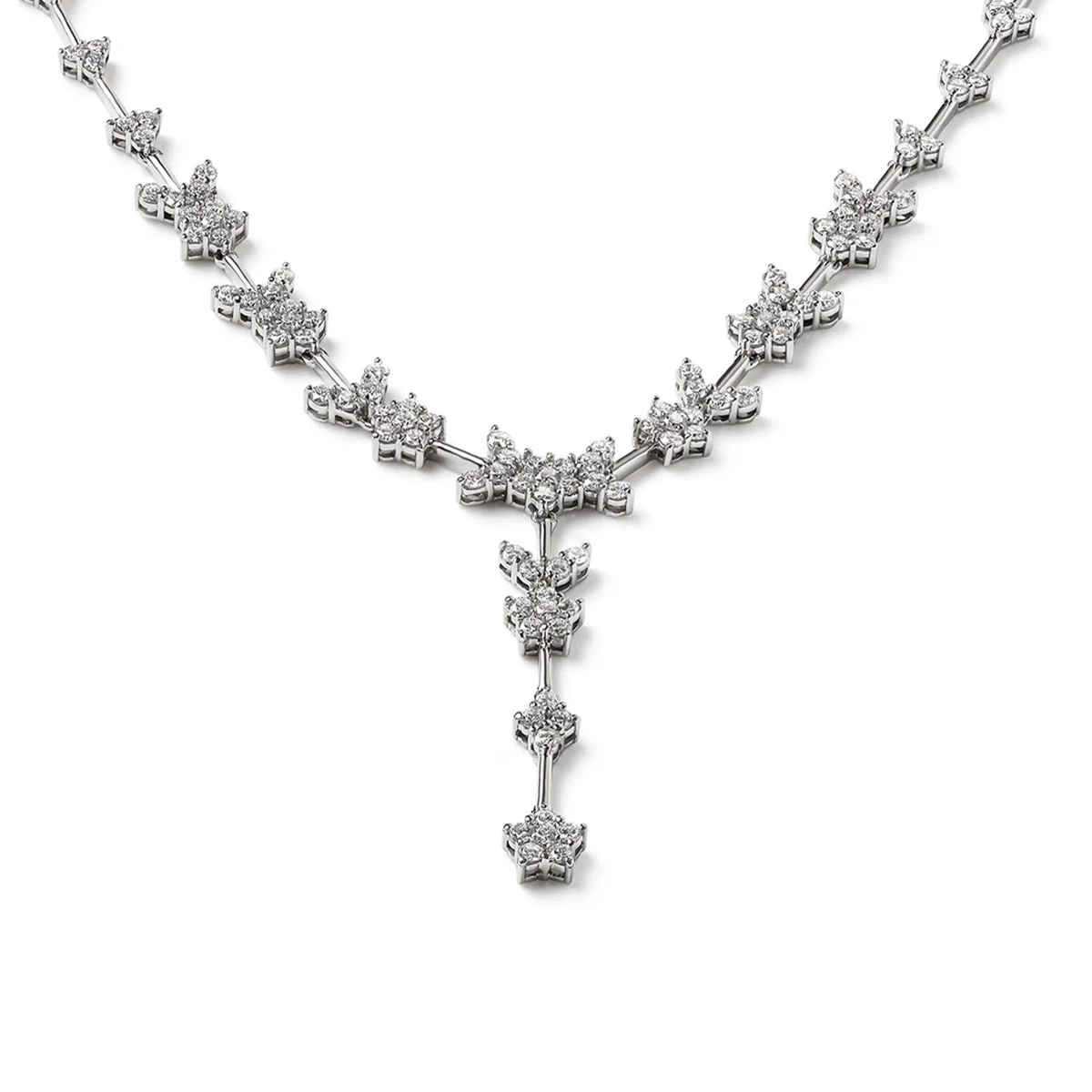 5.00ct Lab Diamond Flower Drop Necklace in 9K White Gold H/SI - Image 3