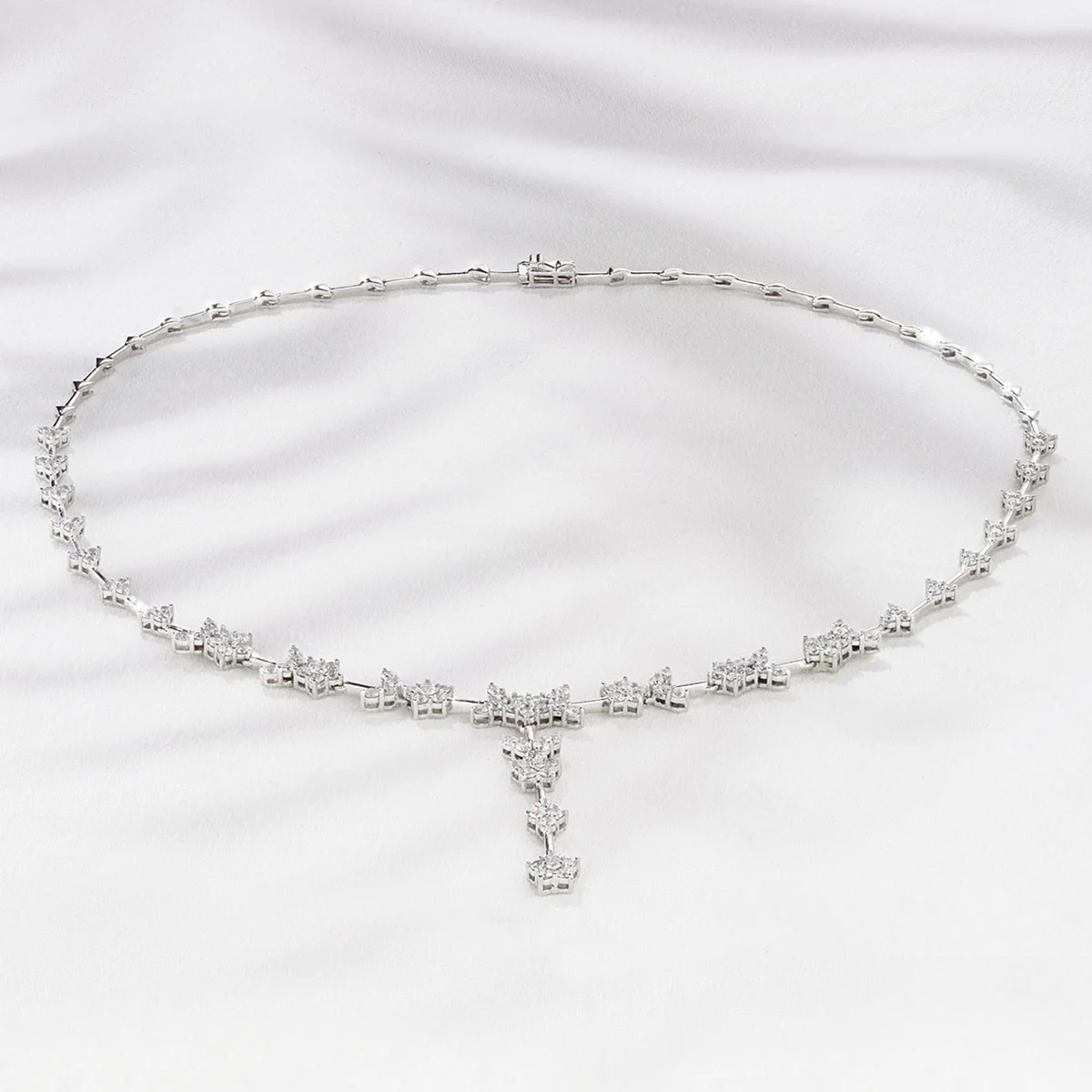 5.00ct Lab Diamond Flower Drop Necklace in 9K White Gold H/SI - Image 4