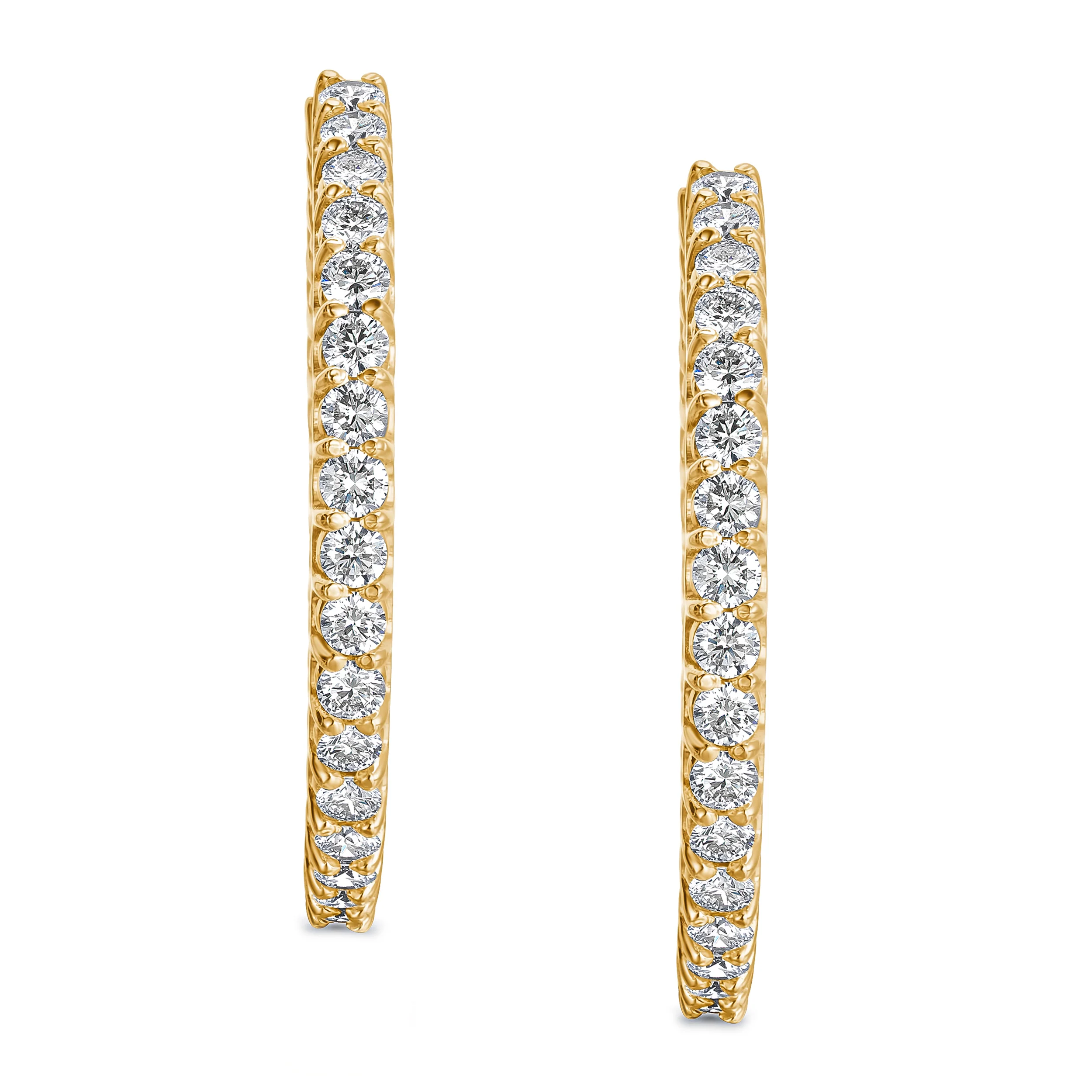 7.00ct Lab Diamond Hoop Earrings in 9K Yellow Gold G/VS - Image 3