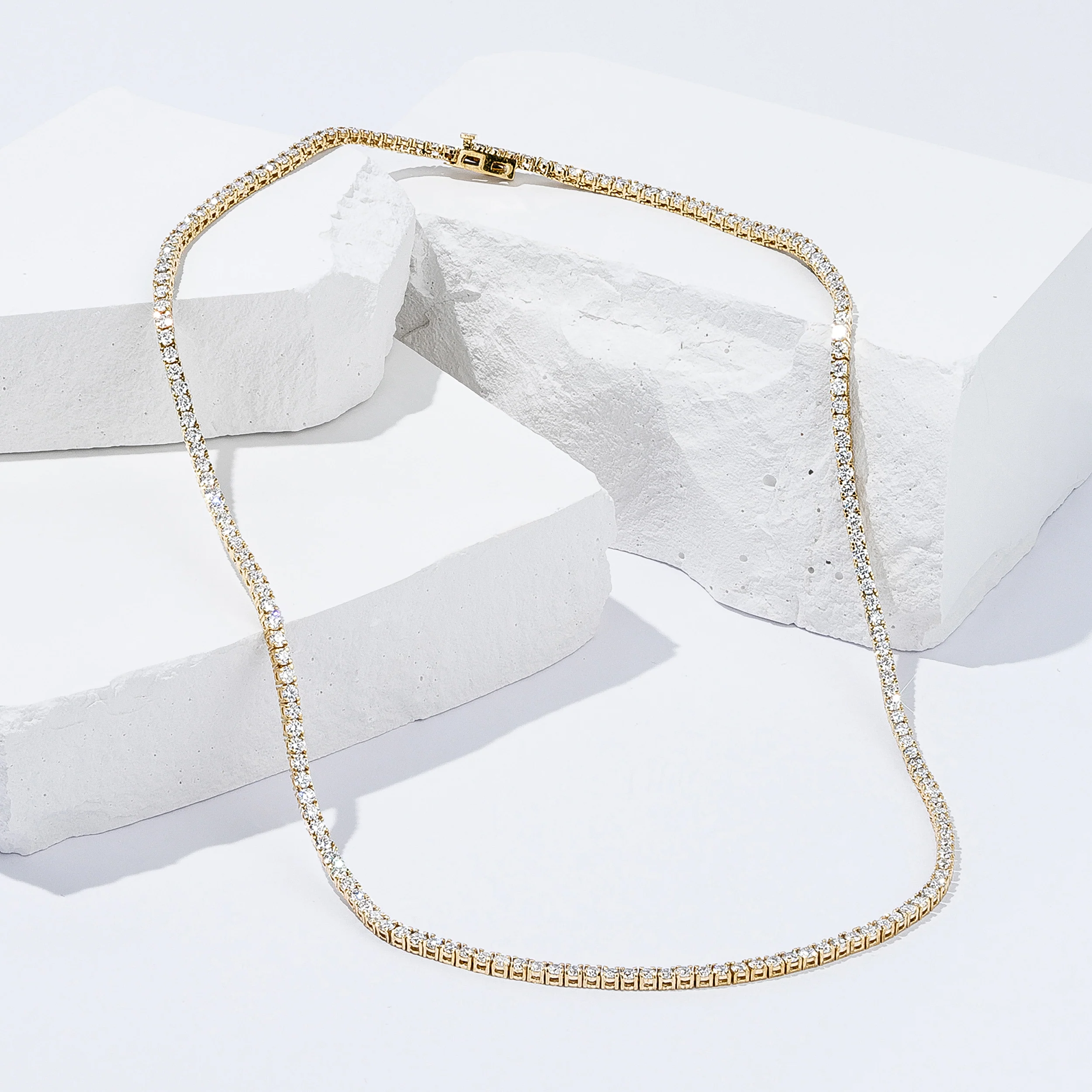 8.00ct Lab Diamond Tennis Necklace in 9K Yellow Gold G/VS - Image 6