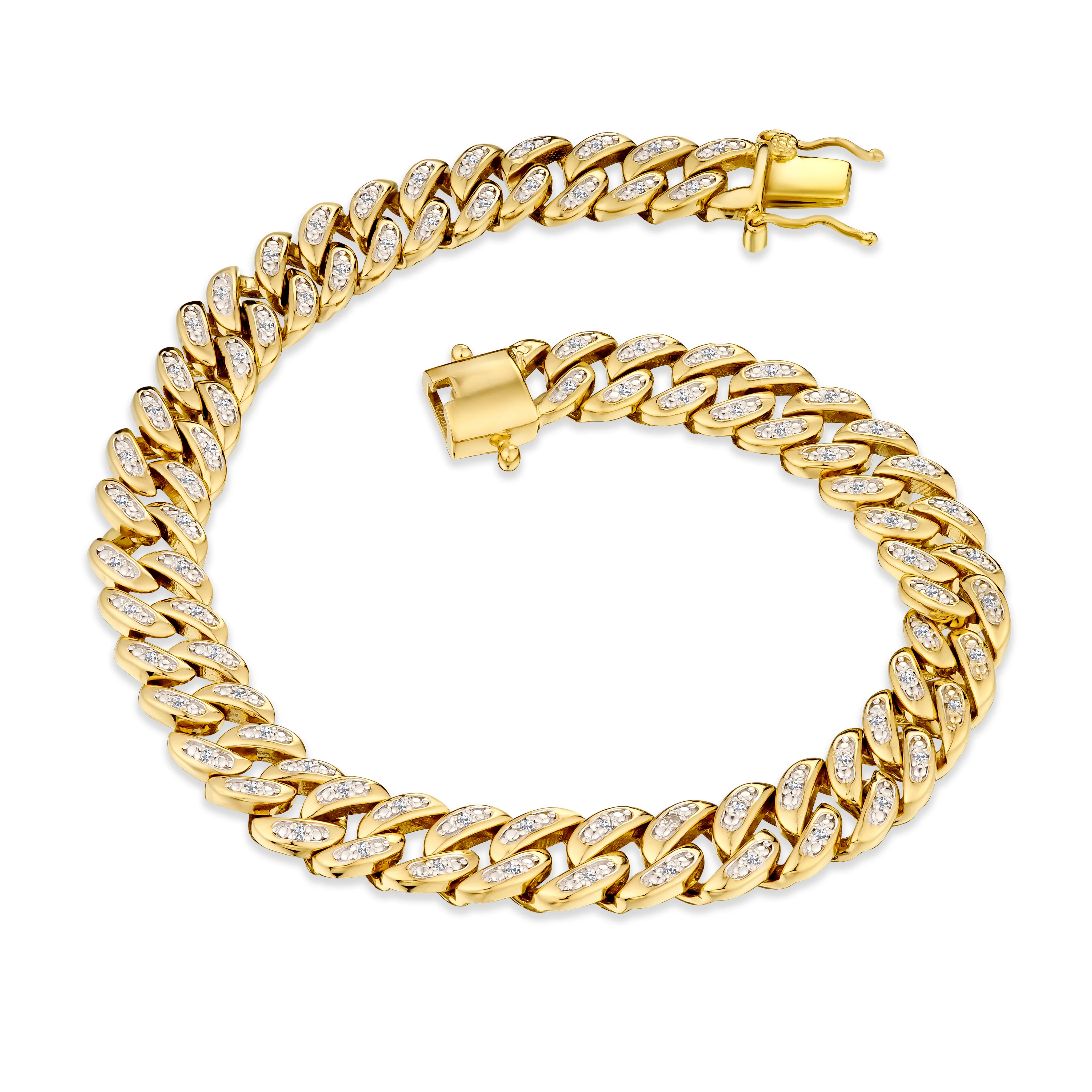 8.25 Inch Havana Cuban Men's Lab Diamond Bracelet 0.50ct Cuban Lab Diamond Set in 18K Gold Vermeil - Image 3
