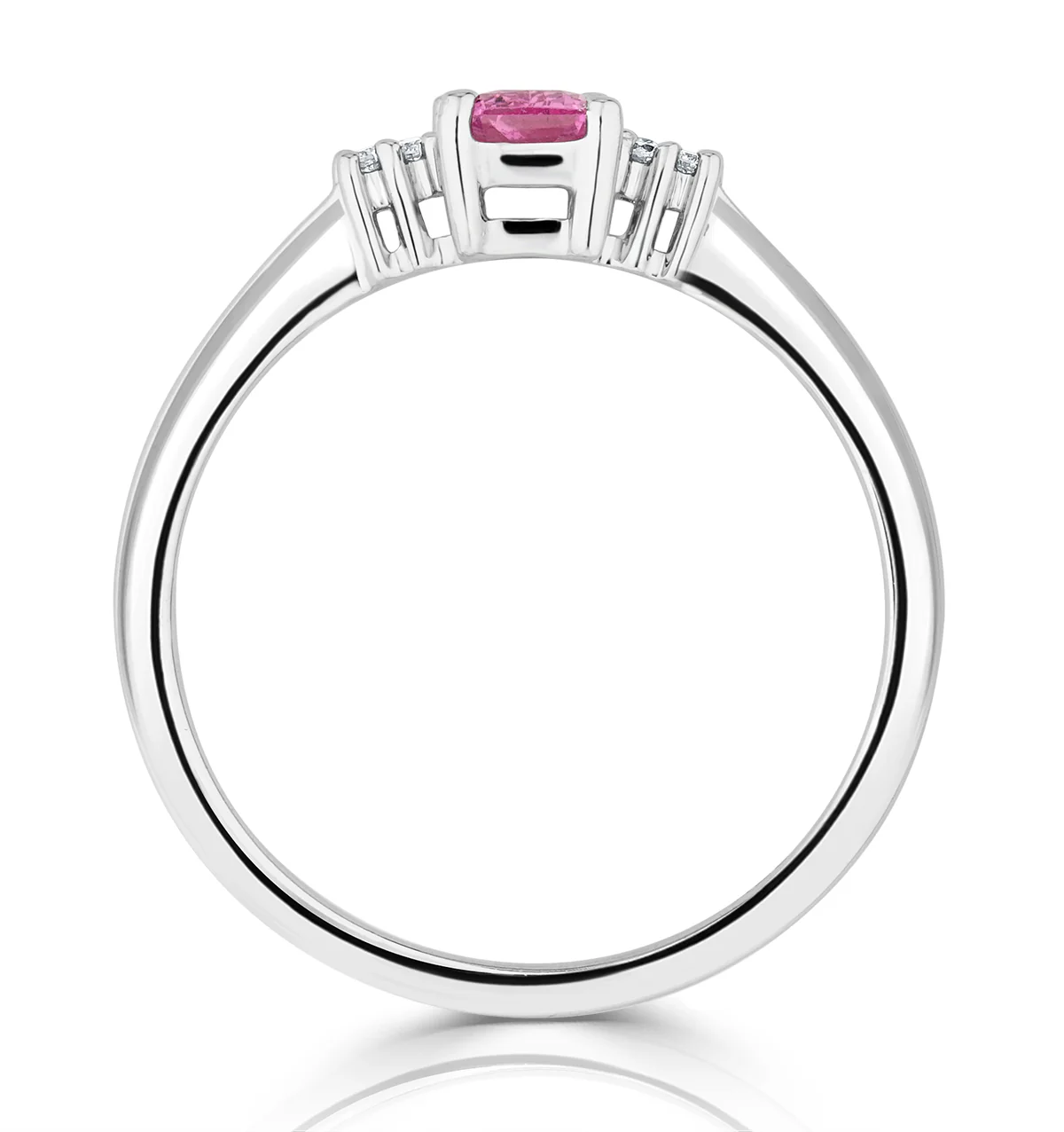 9K White Gold Diamond Pink Sapphire Ring 0.06ct - Image 3