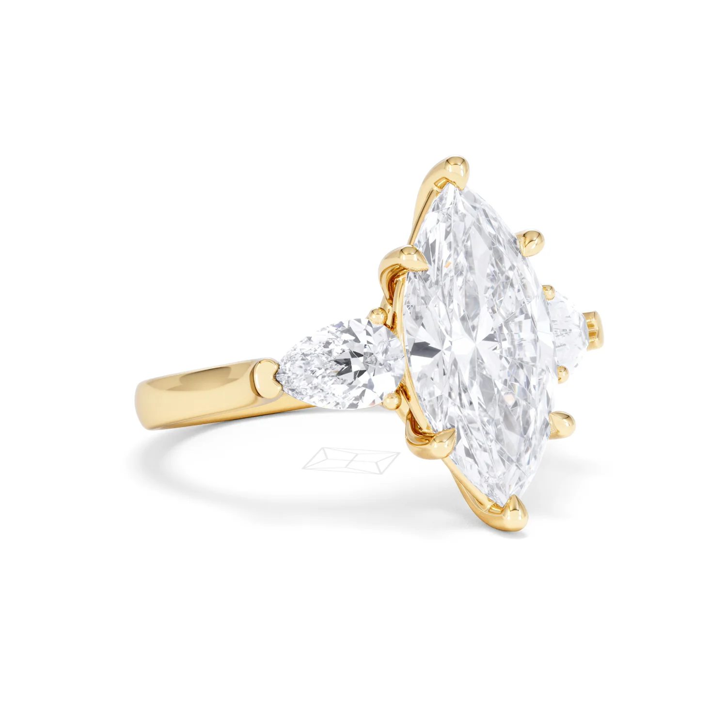 Adore 3.80ct Marquise Cut Lab Diamond 3 Stone Engagement Ring in 18K Yellow Gold - Image 14