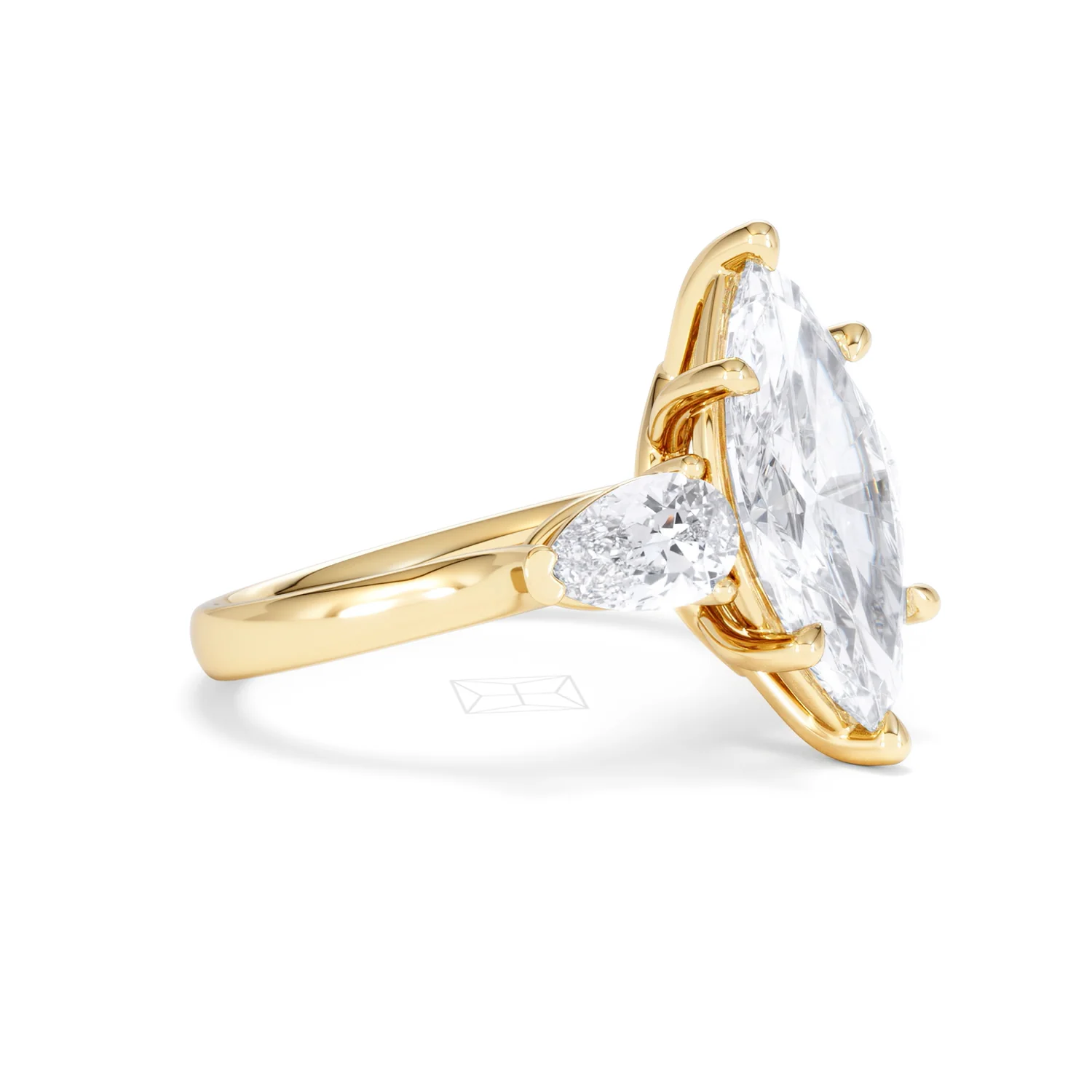 Adore 3.80ct Marquise Cut Lab Diamond 3 Stone Engagement Ring in 18K Yellow Gold - Image 19