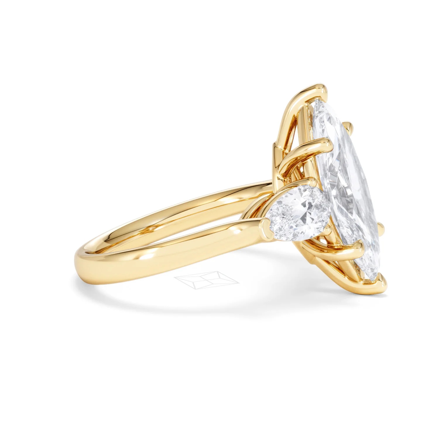 Adore 3.80ct Marquise Cut Lab Diamond 3 Stone Engagement Ring in 18K Yellow Gold - Image 23