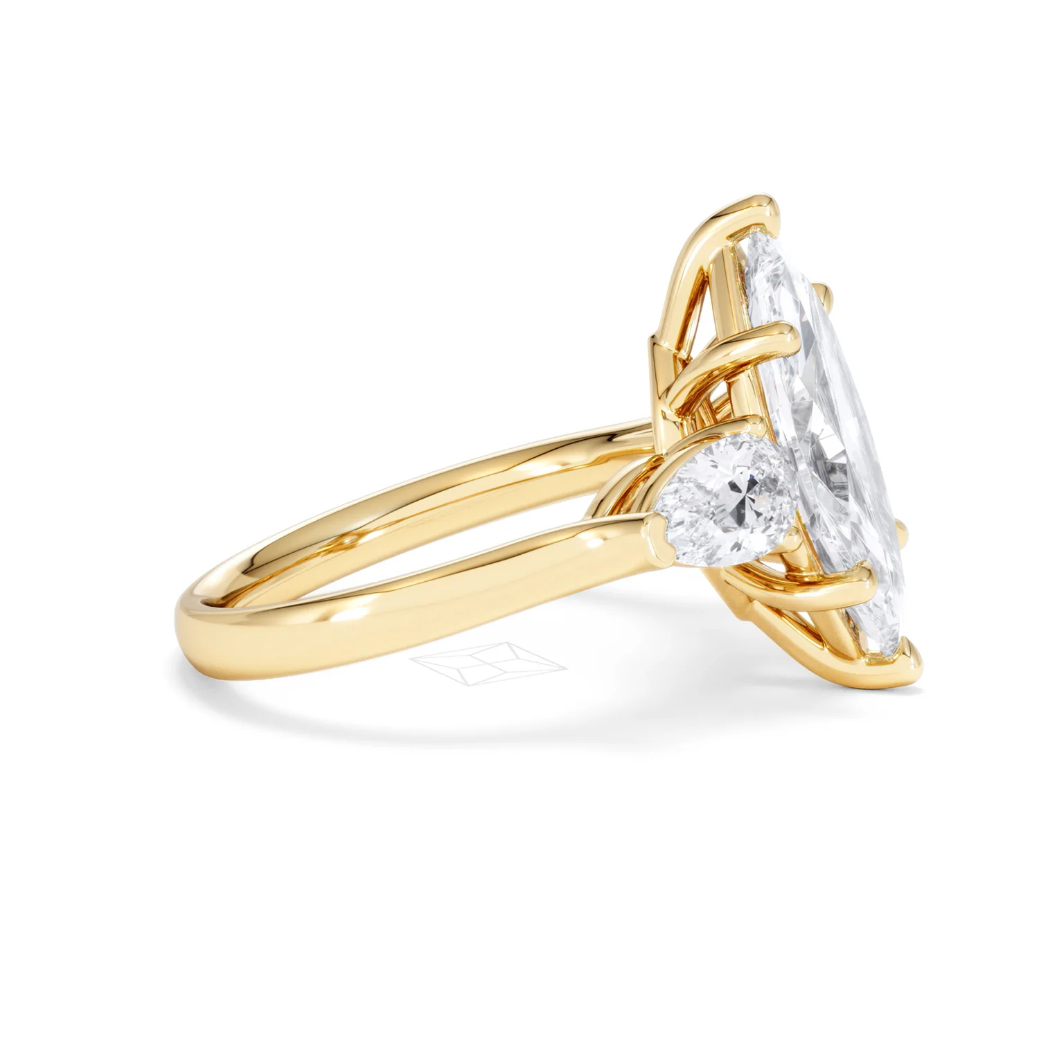 Adore 3.80ct Marquise Cut Lab Diamond 3 Stone Engagement Ring in 18K Yellow Gold - Image 24