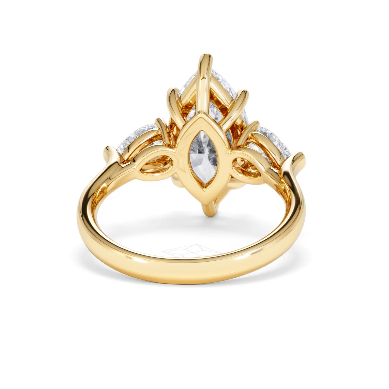 Adore 3.80ct Marquise Cut Lab Diamond 3 Stone Engagement Ring in 18K Yellow Gold - Image 45