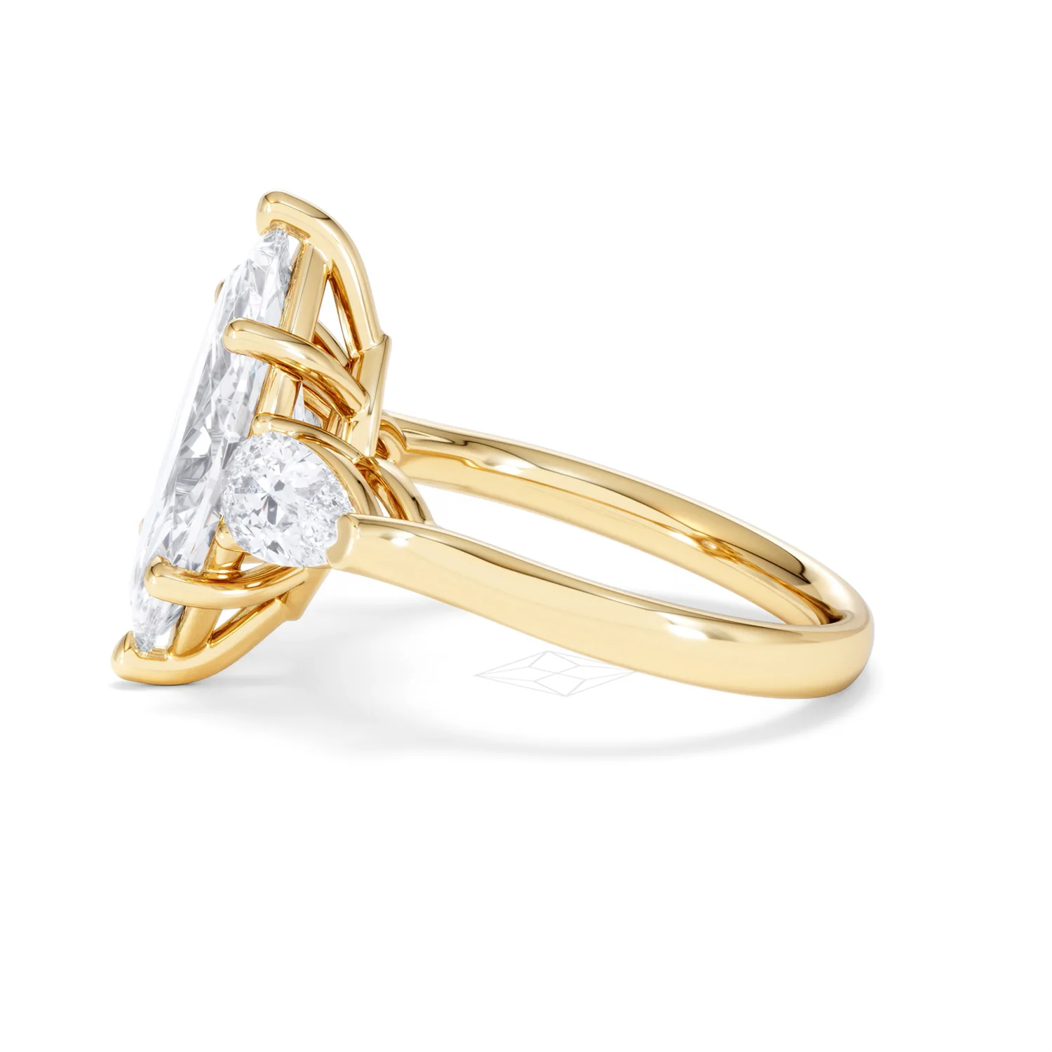 Adore 3.80ct Marquise Cut Lab Diamond 3 Stone Engagement Ring in 18K Yellow Gold - Image 68